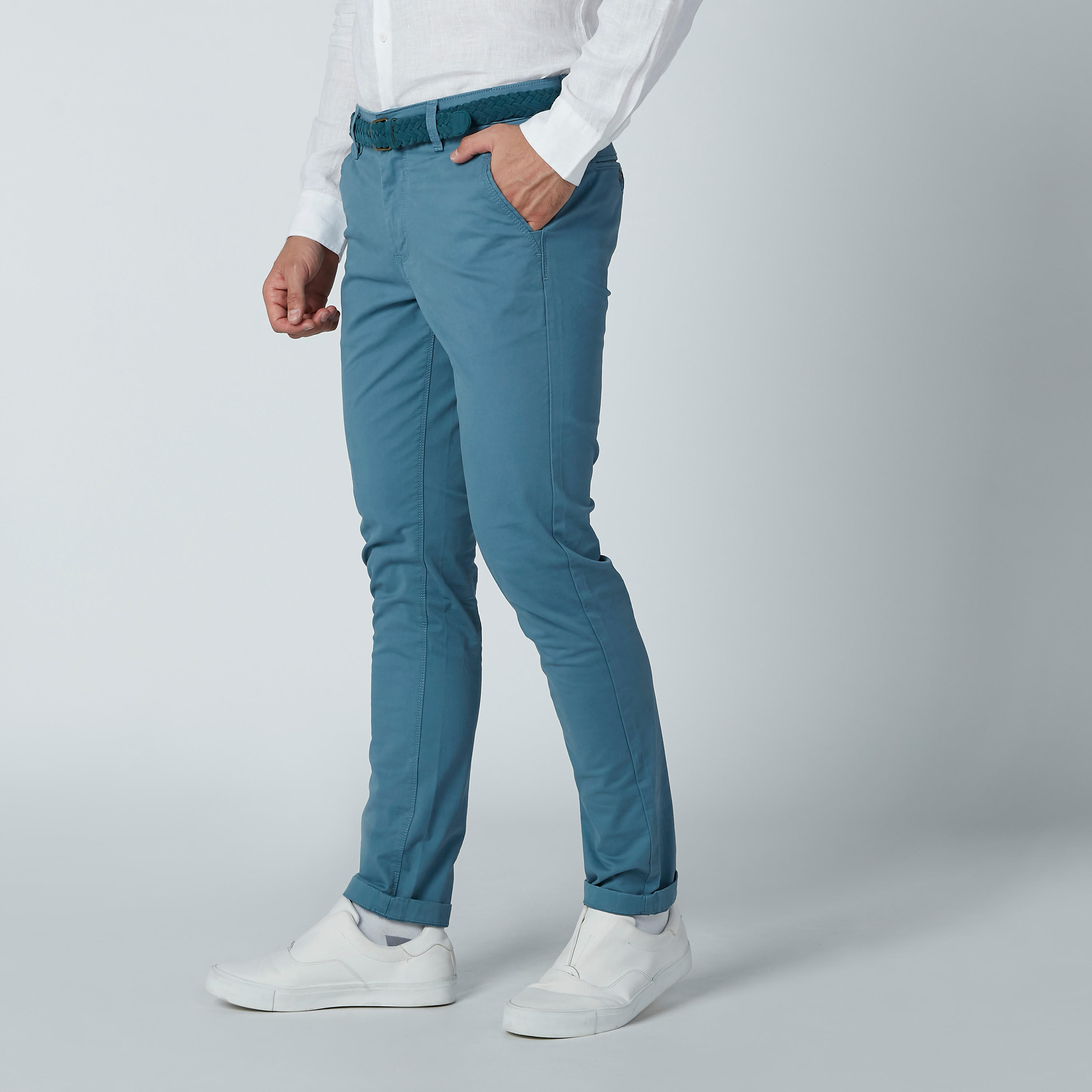 بنطال شينو طويل سادة بجيوب وحلقات للحزام-men-clothing-bottoms-trousersandchinos-trousers-image-4