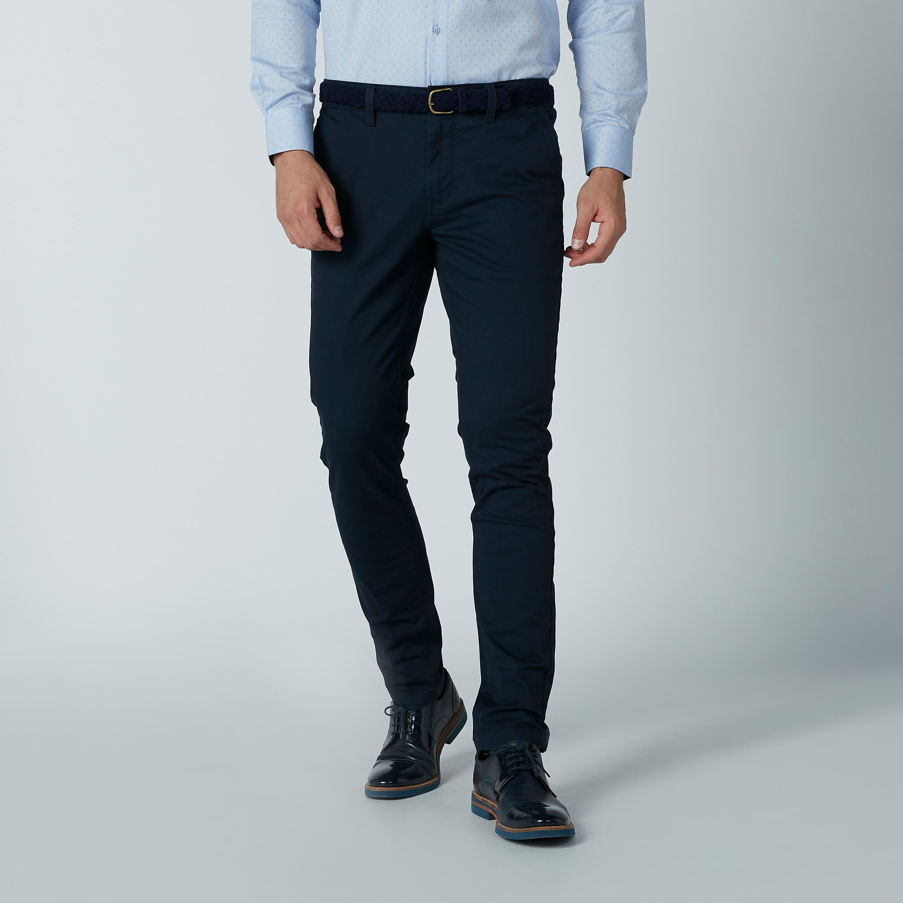 بنطال شينو طويل سادة بجيوب وحلقات للحزام-men-clothing-bottoms-trousersandchinos-trousers-image-1