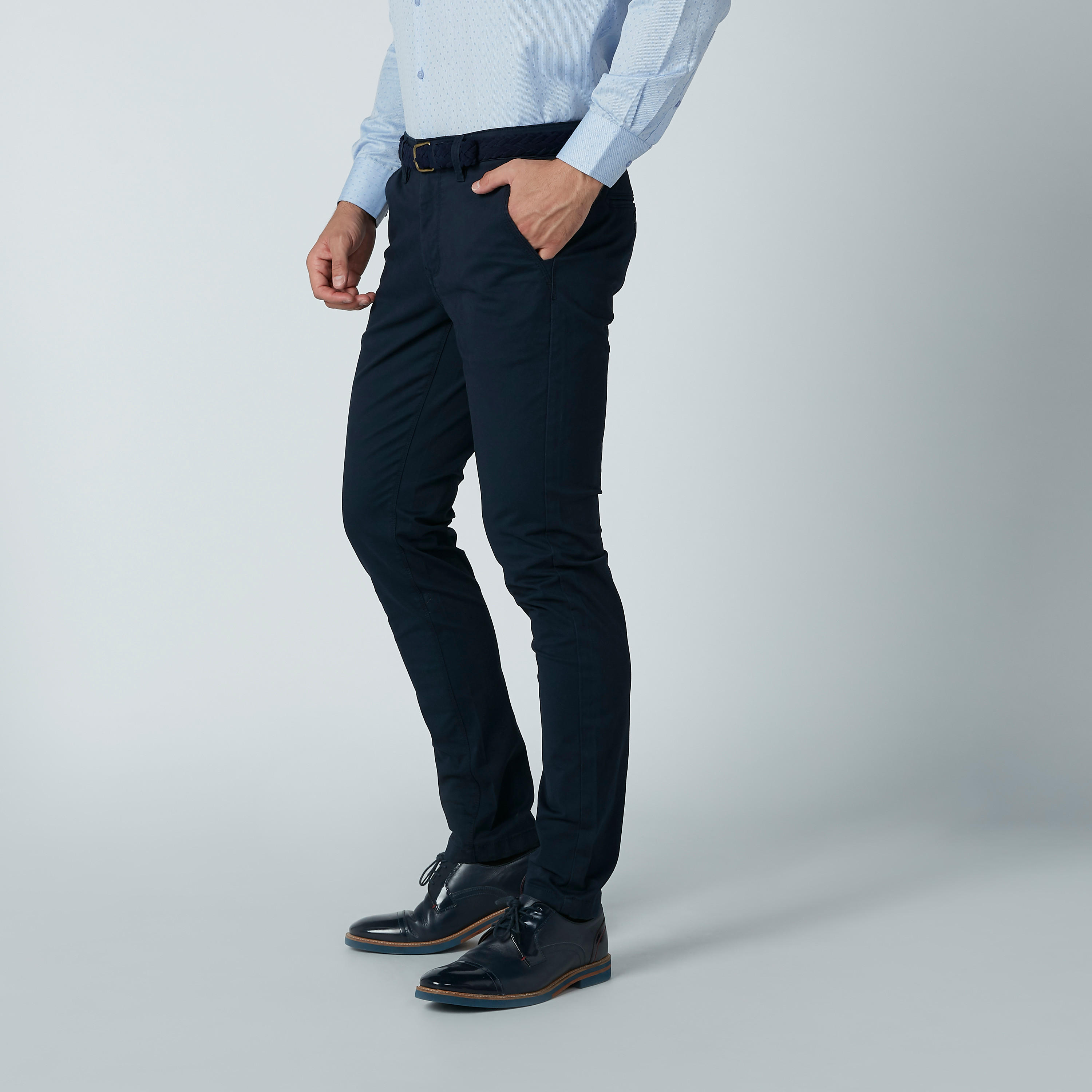 بنطال شينو طويل سادة بجيوب وحلقات للحزام-men-clothing-bottoms-trousersandchinos-trousers-image-4