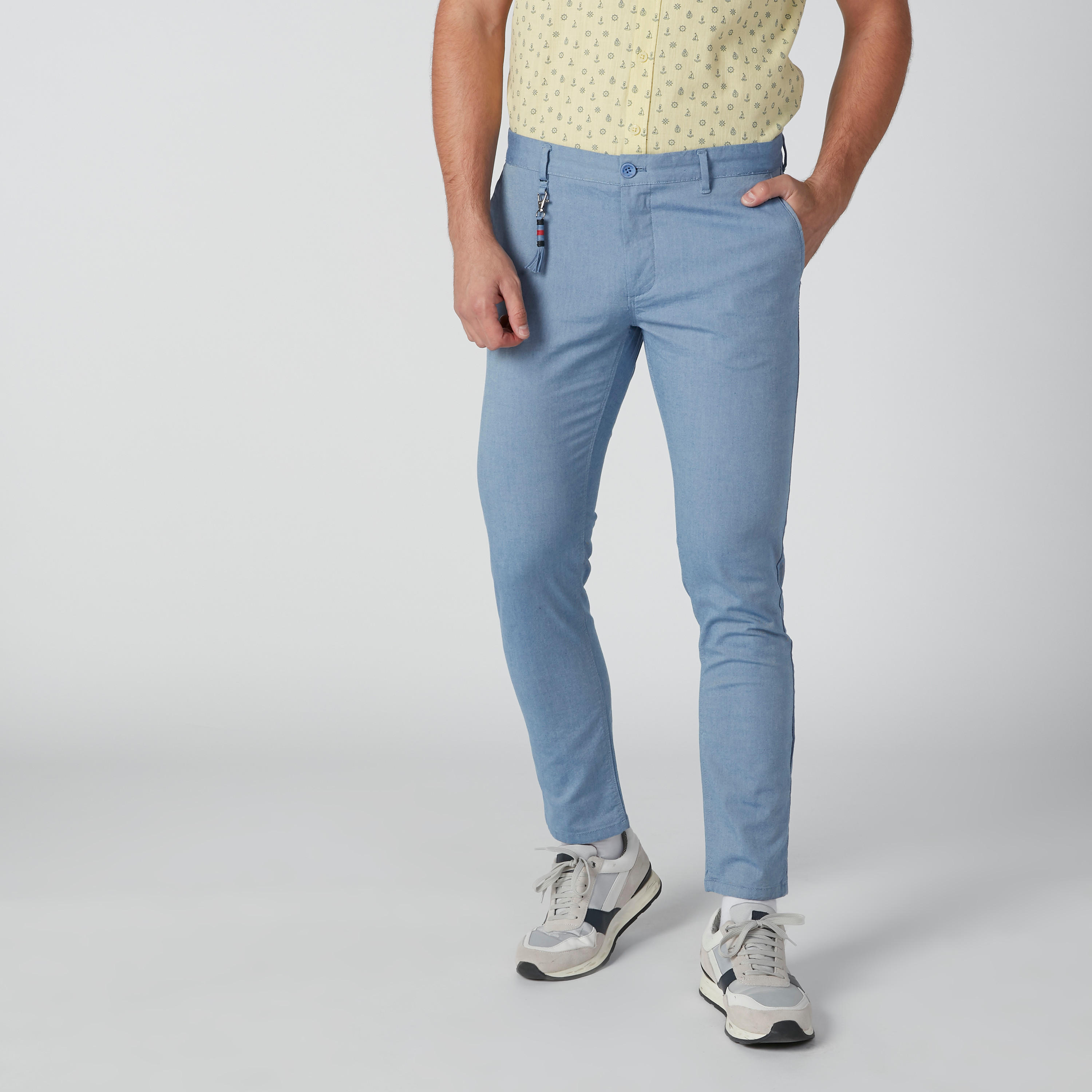 بنطال شينو طويل بقصّة سليم وزر إغلاق وخصر متوسط الارتفاع-men-clothing-bottoms-trousersandchinos-trousers-image-1