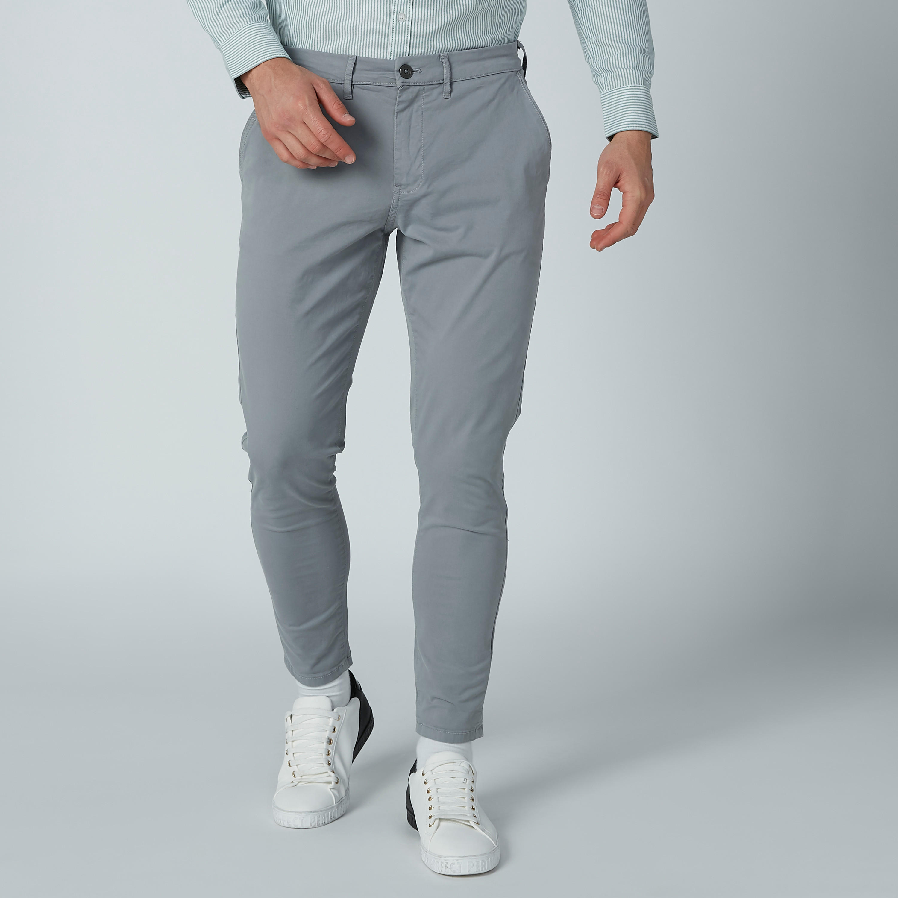 Solid Chinos in Slim-Fit with Zip Fly Closure-men-clothing-bottoms-trousersandchinos-trousers-image-1