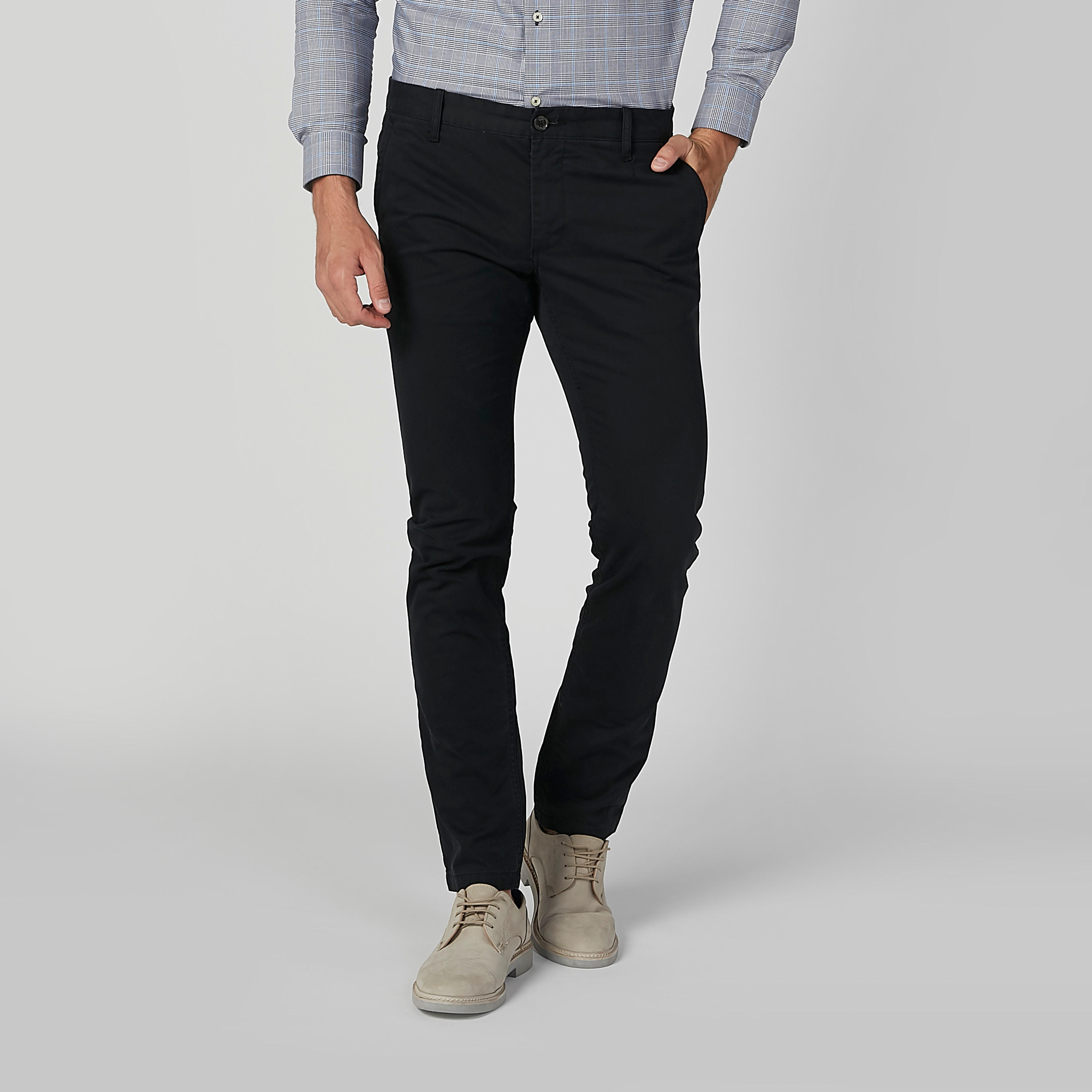 Full Length Plain Trousers with Pocket Detail and Belt Loops-men-clothing-bottoms-trousersandchinos-trousers-image-2
