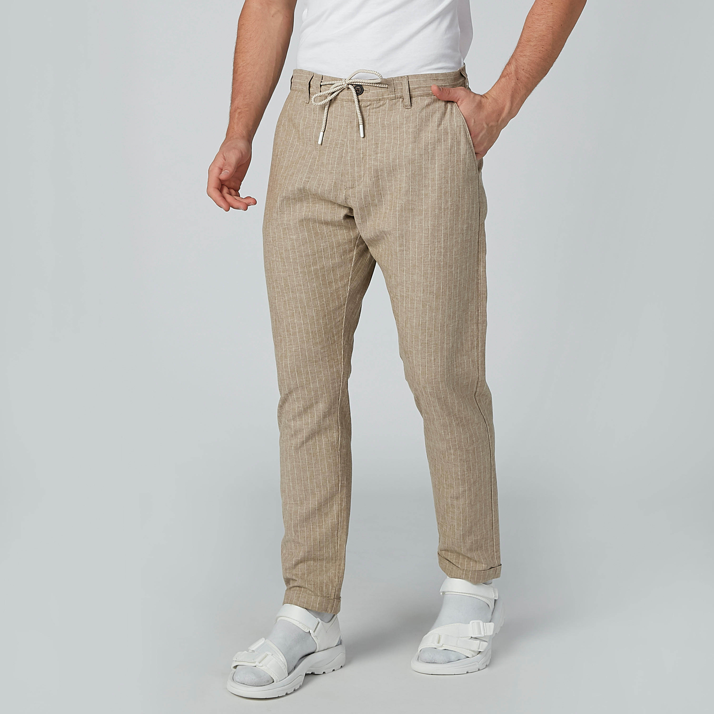 Striped Trousers with Pocket Detail and Drawstring-men-clothing-bottoms-trousersandchinos-trousers-image-1