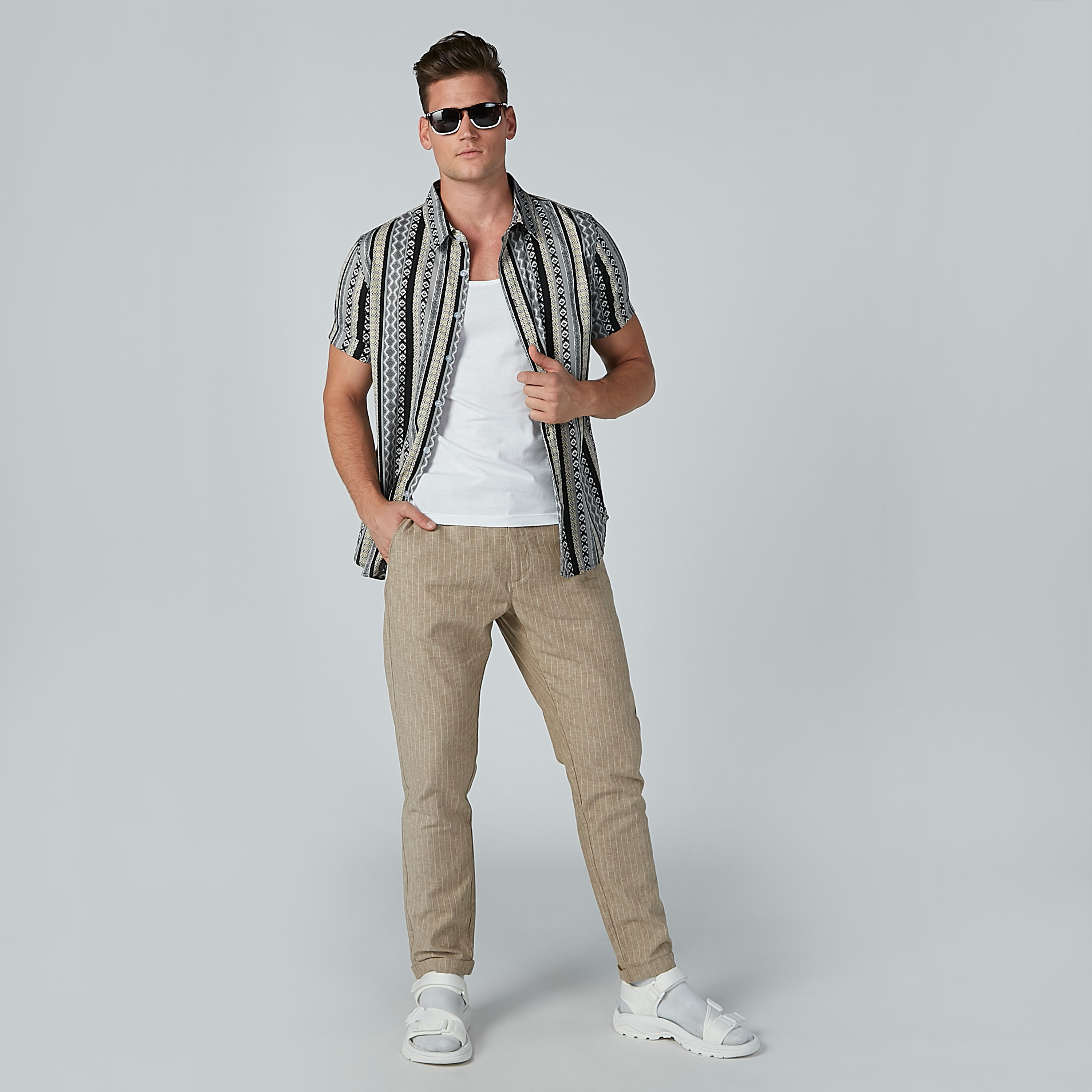Striped Trousers with Pocket Detail and Drawstring-men-clothing-bottoms-trousersandchinos-trousers-image-2