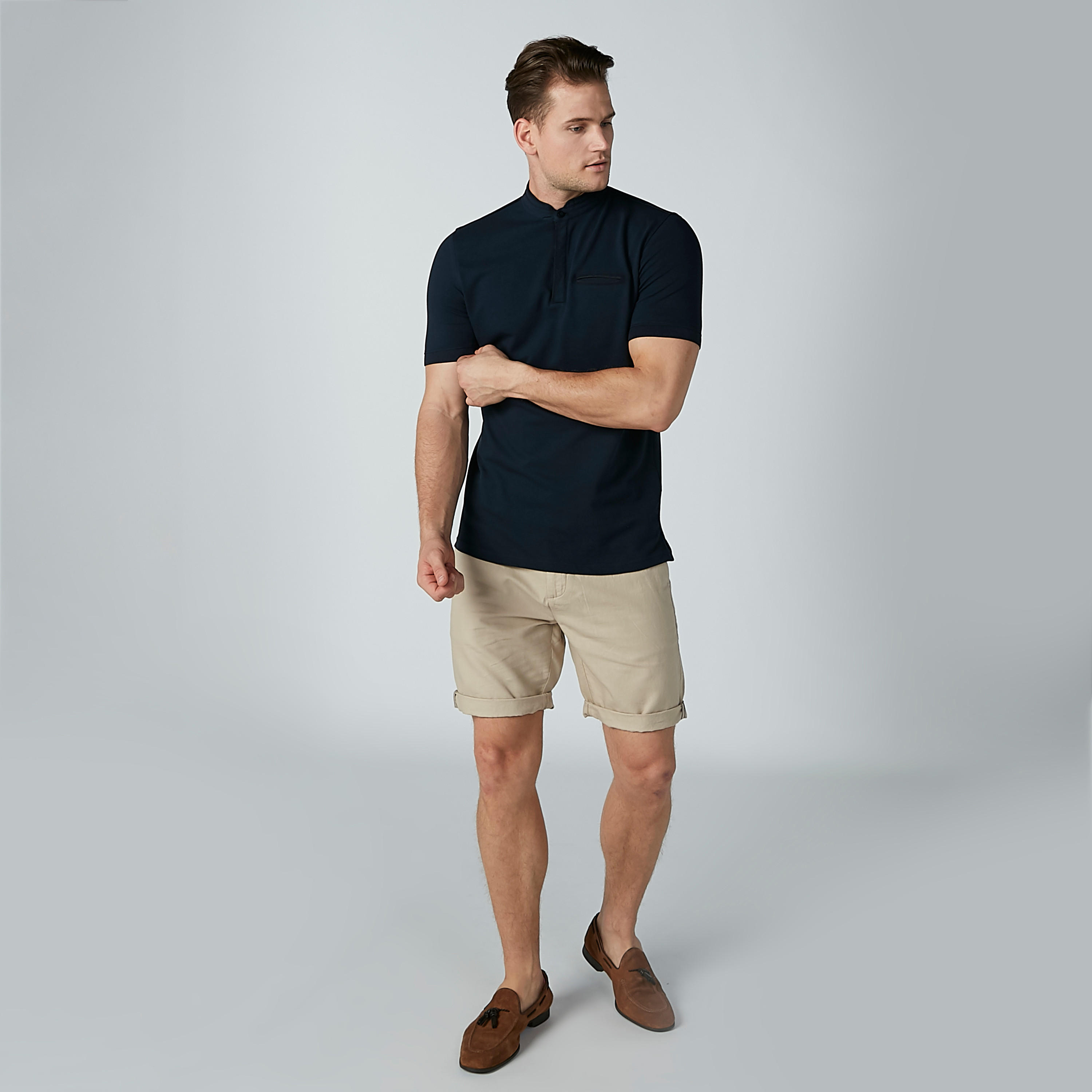 شورت سادة بزر إغلاق وجيوب-men-clothing-bottoms-shorts-image-1