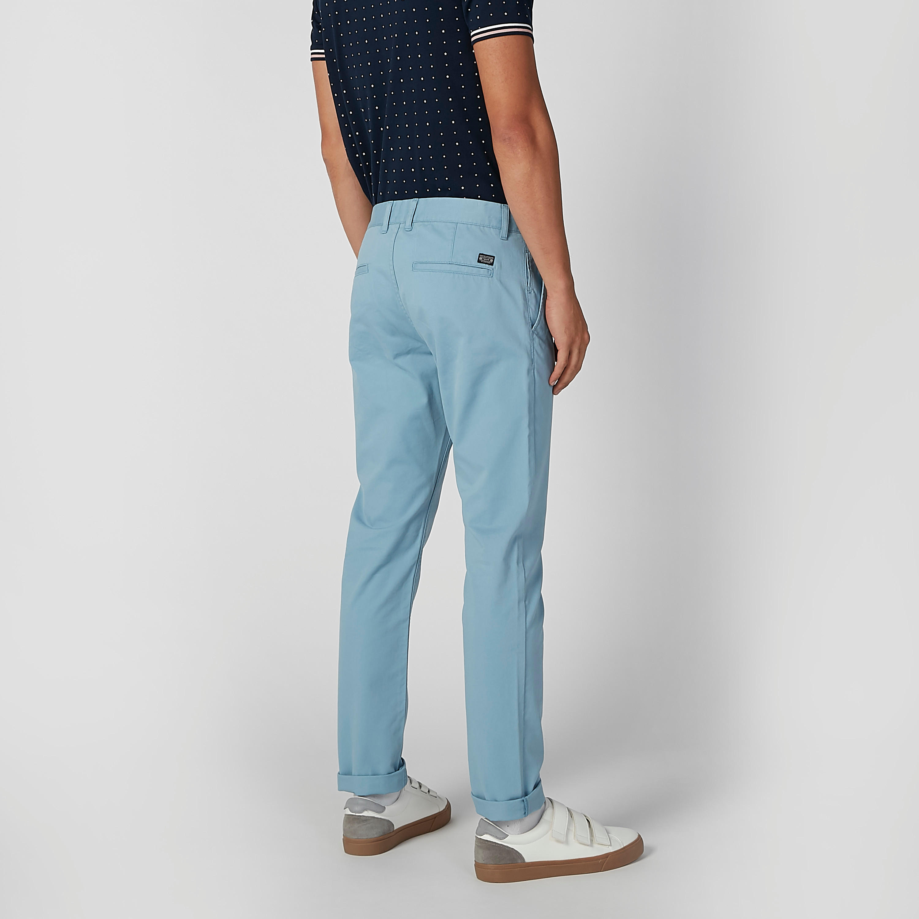 بنطال شينو طويل سادة بجيوب وحلقات للحزام-men-clothing-bottoms-trousersandchinos-trousers-image-5