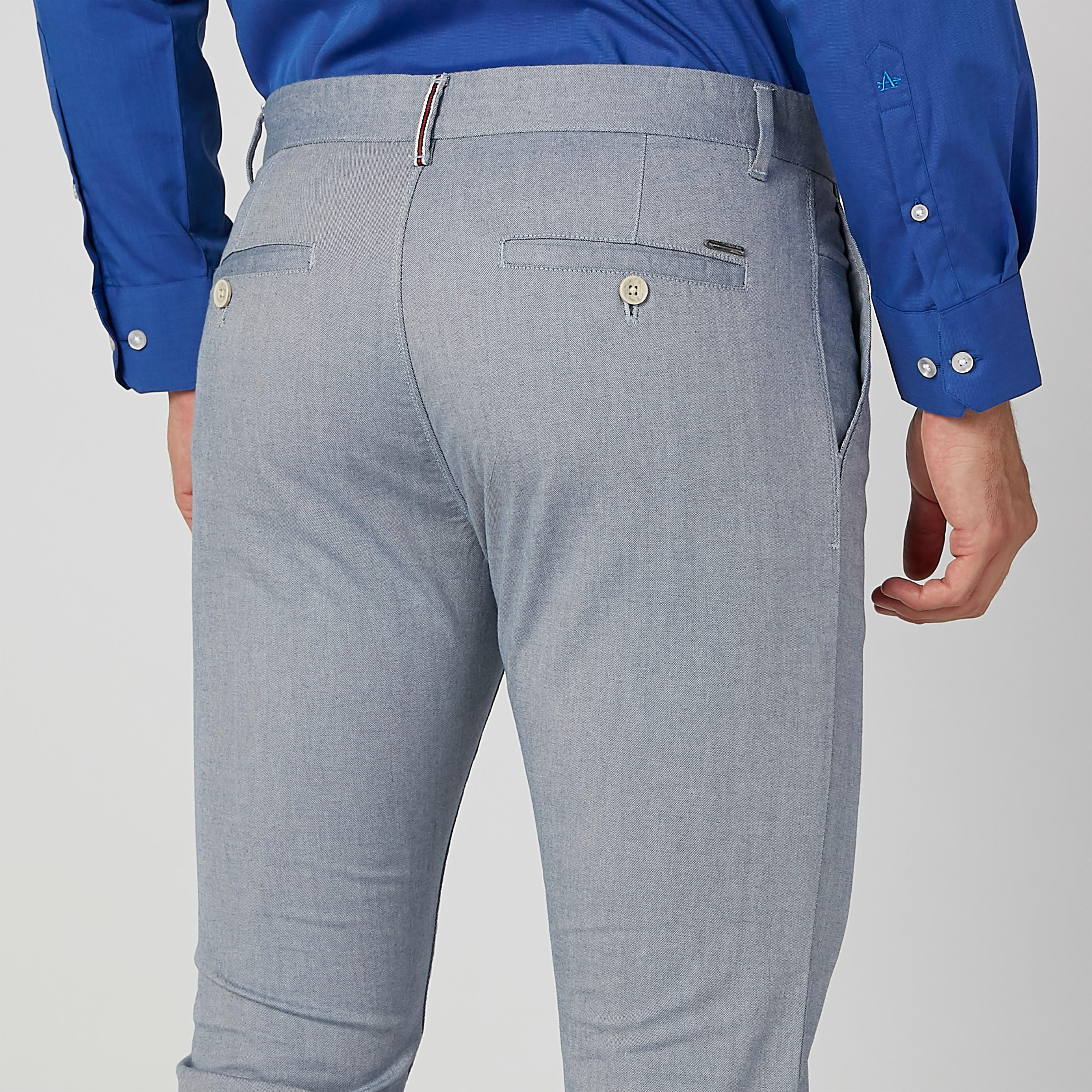 بنطال شينو طويل سادة بقصّة سليم وخصر متوسط الارتفاع وجيوب-men-clothing-bottoms-trousersandchinos-trousers-image-5