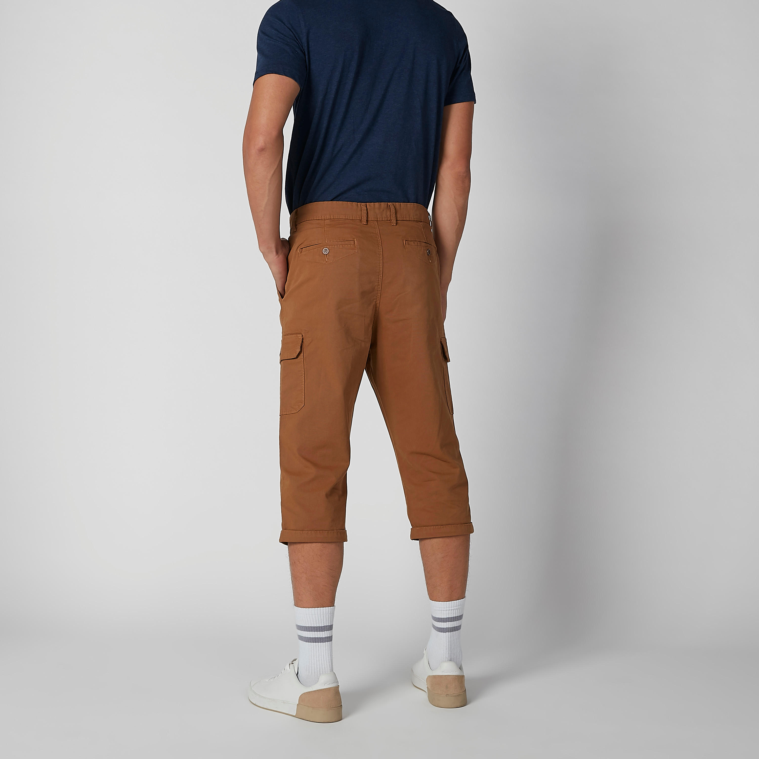 بنطلون مستدام 3/4 سادة بخصر متوسط الارتفاع وجيوب-men-clothing-bottoms-trousersandchinos-trousers-image-4