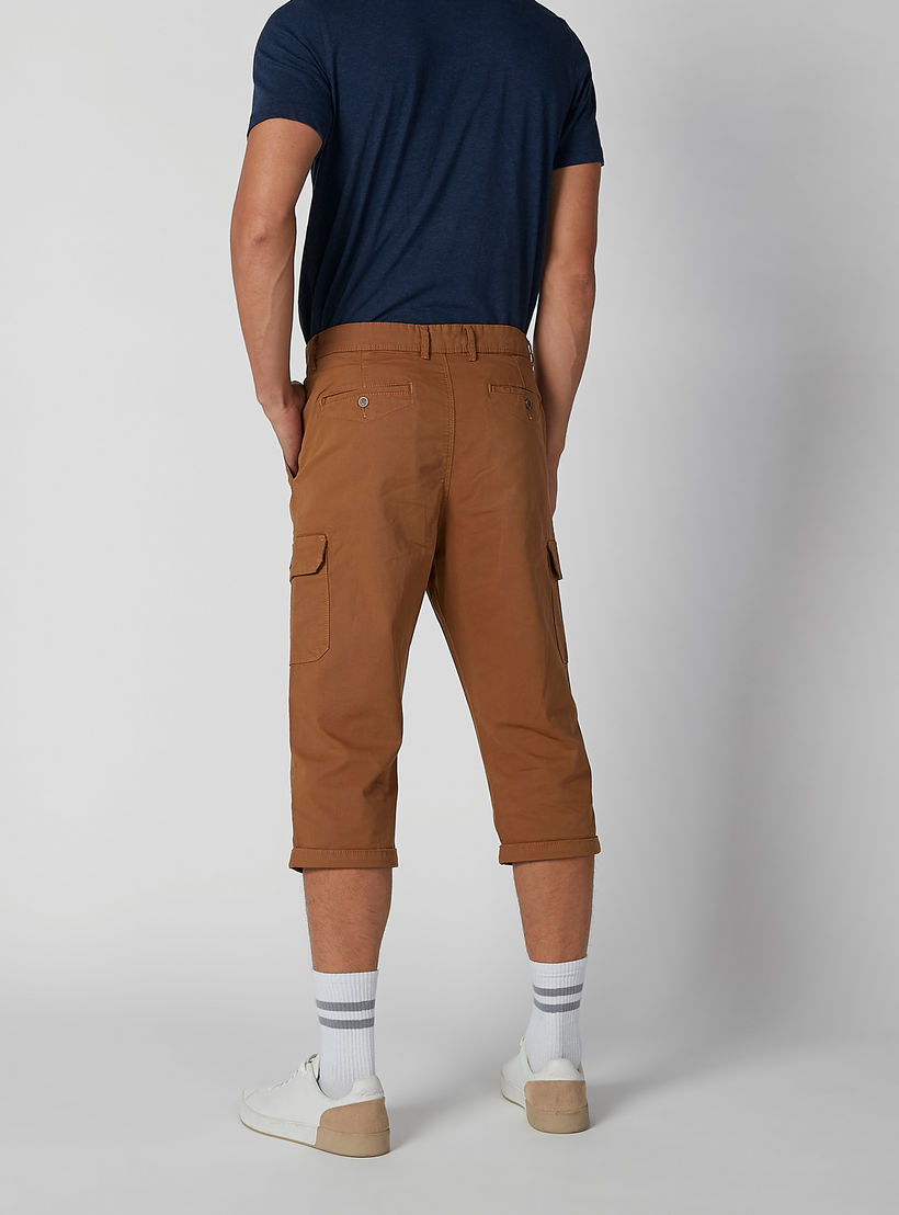 بنطلون مستدام 3/4 سادة بخصر متوسط الارتفاع وجيوب-men-clothing-bottoms-trousersandchinos-trousers-image-4