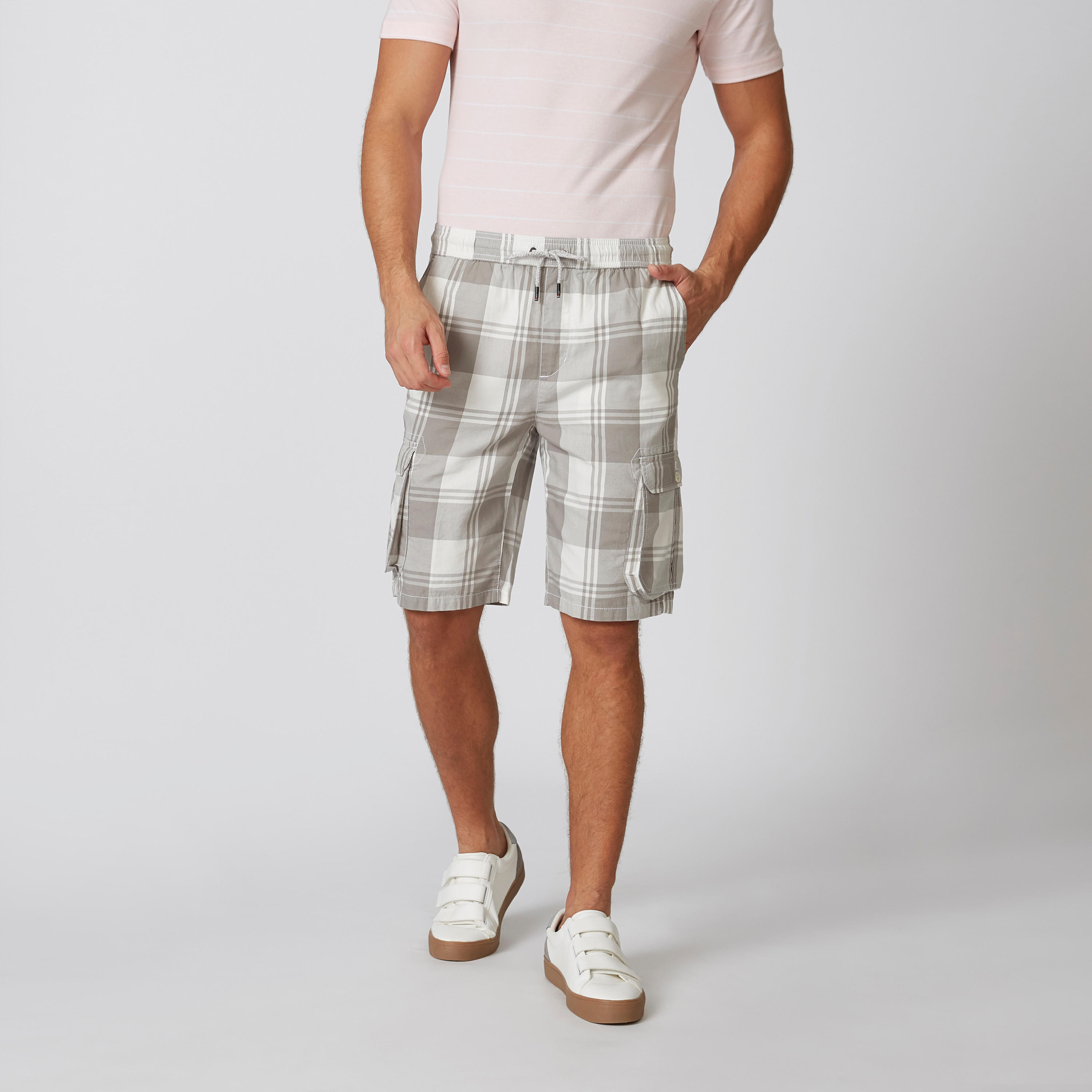 شورت كاروهات بقصّة سليم وخصر مطّاطي متوسط الارتفاع-men-clothing-bottoms-shorts-image-4