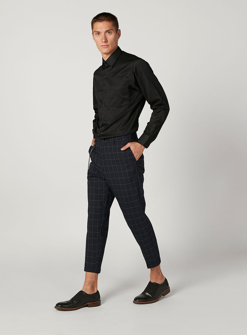 بنطلون مستدام كاروهات سليم بخصر متوسط الارتفاع وجيوب-men-clothing-bottoms-trousersandchinos-trousers-image-2