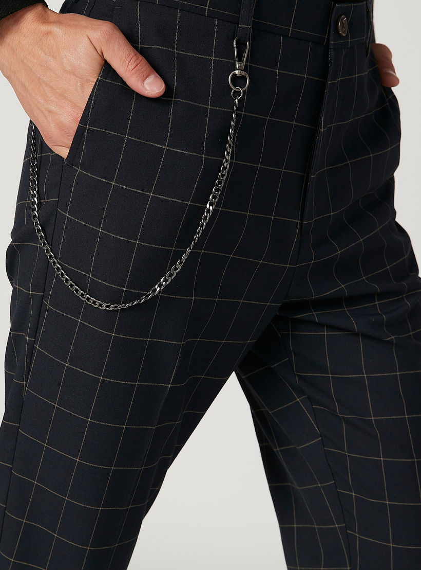 بنطلون مستدام كاروهات سليم بخصر متوسط الارتفاع وجيوب-men-clothing-bottoms-trousersandchinos-trousers-image-3