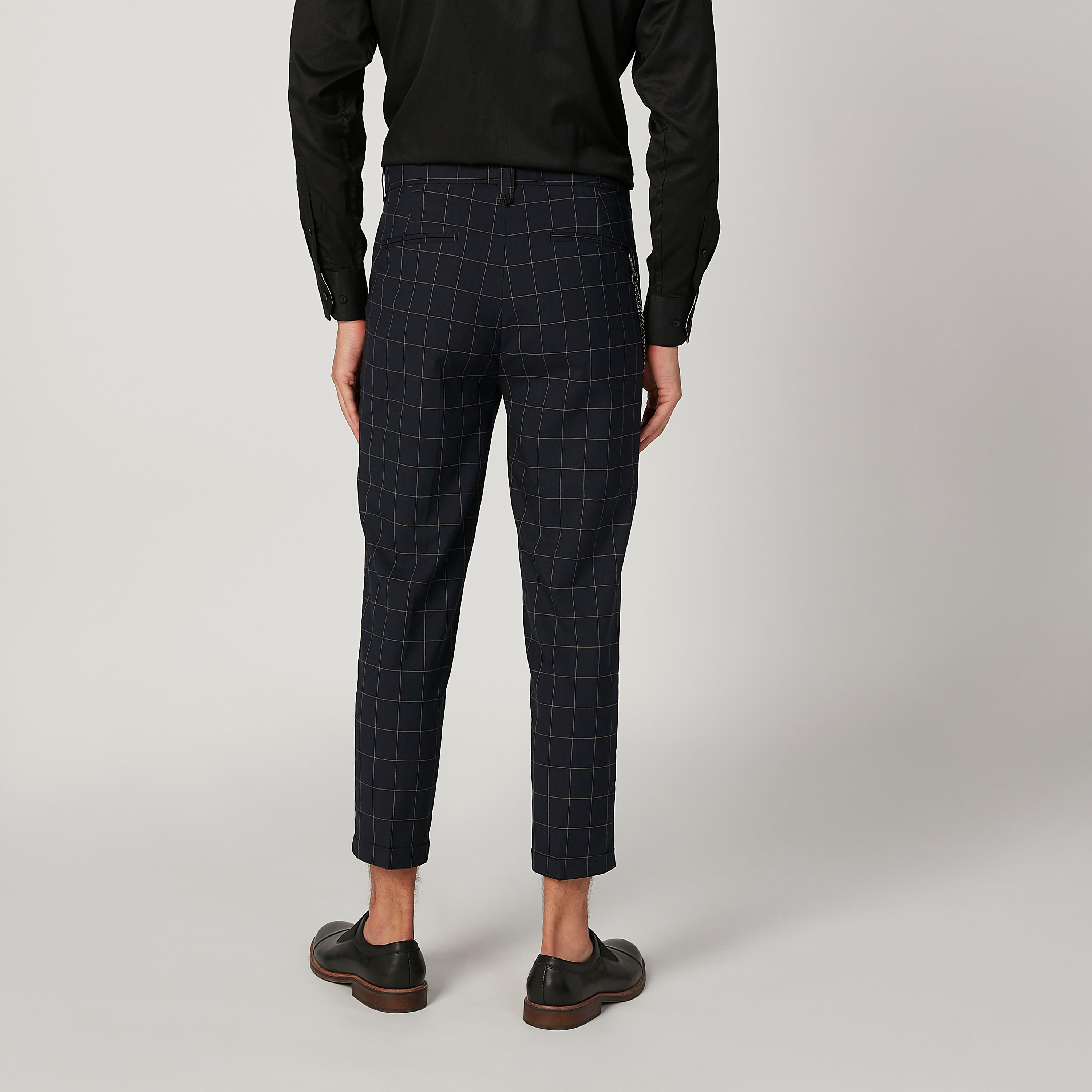 بنطلون مستدام كاروهات سليم بخصر متوسط الارتفاع وجيوب-men-clothing-bottoms-trousersandchinos-trousers-image-4