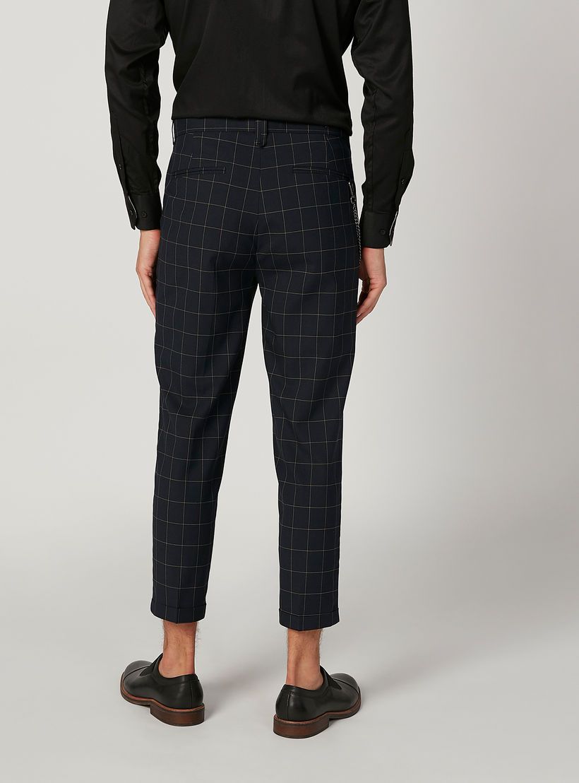 بنطلون مستدام كاروهات سليم بخصر متوسط الارتفاع وجيوب-men-clothing-bottoms-trousersandchinos-trousers-image-4