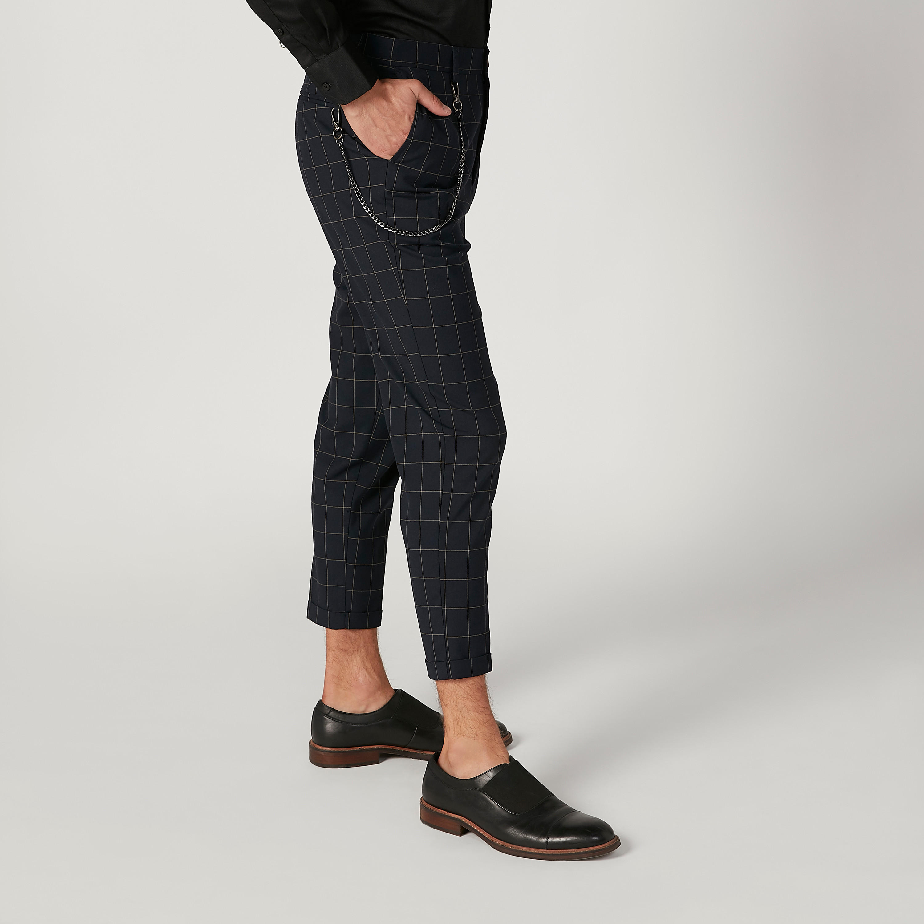 بنطلون مستدام كاروهات سليم بخصر متوسط الارتفاع وجيوب-men-clothing-bottoms-trousersandchinos-trousers-image-5