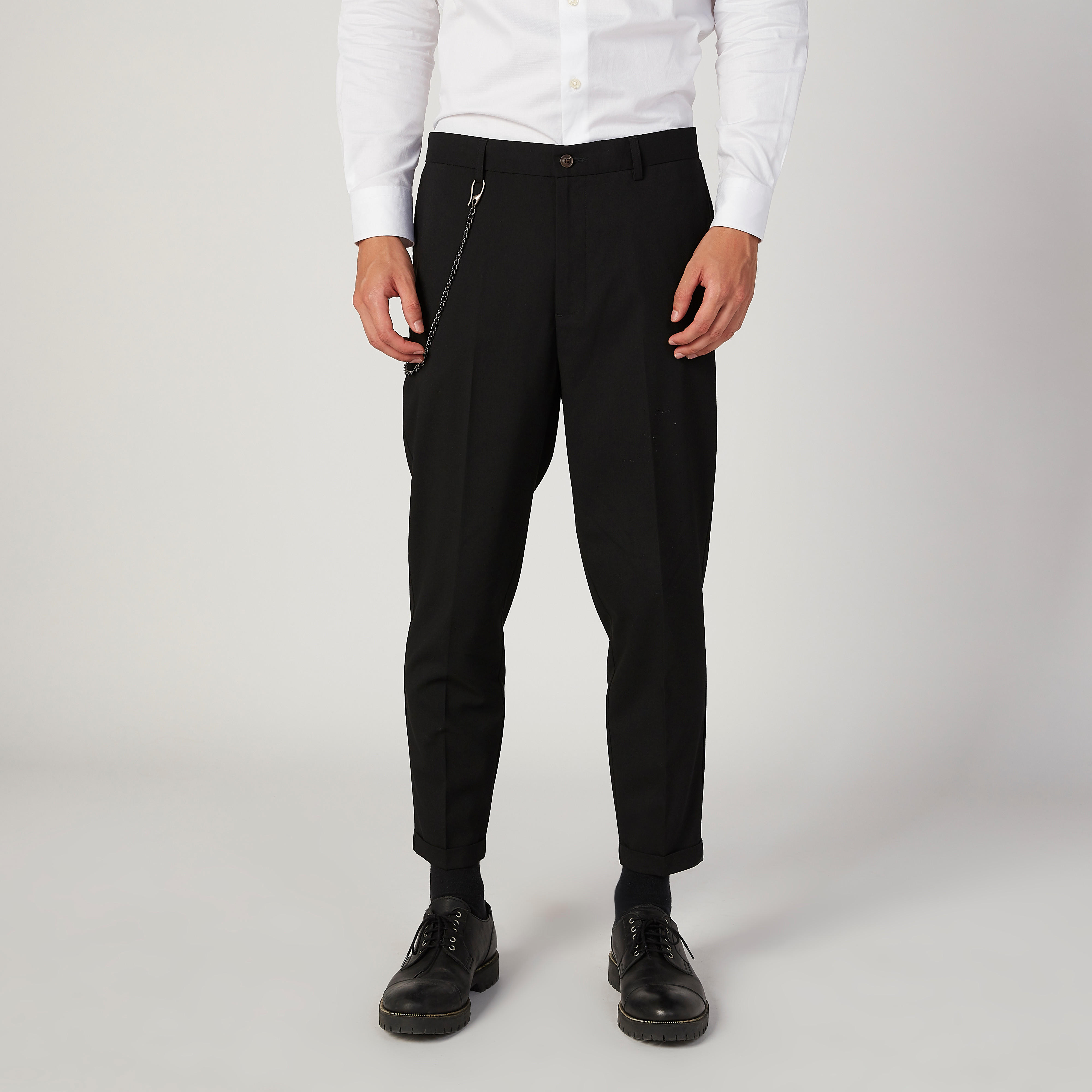 بنطلون مستدام سليم سادة بخصر متوسط الارتفاع وجيوب -men-clothing-bottoms-trousersandchinos-trousers-image-1
