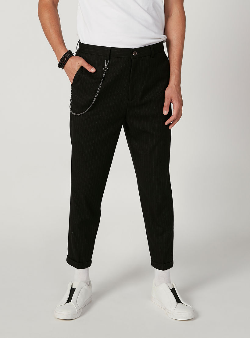 بنطلون سليم مستدام سادة بخصر متوسط الارتفاع وجيوب -men-clothing-bottoms-trousersandchinos-trousers-image-1