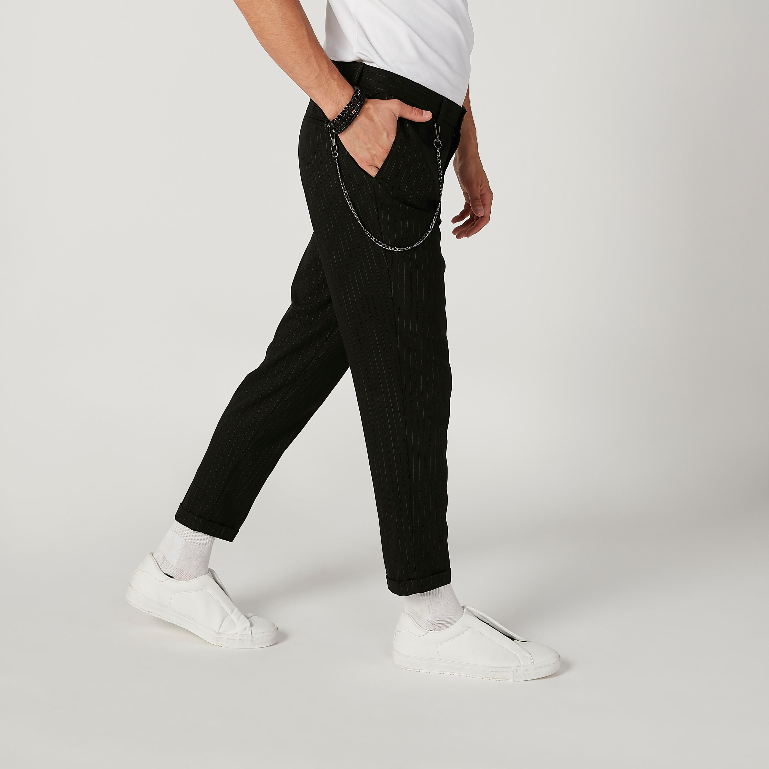 بنطلون سليم مستدام سادة بخصر متوسط الارتفاع وجيوب -men-clothing-bottoms-trousersandchinos-trousers-image-5