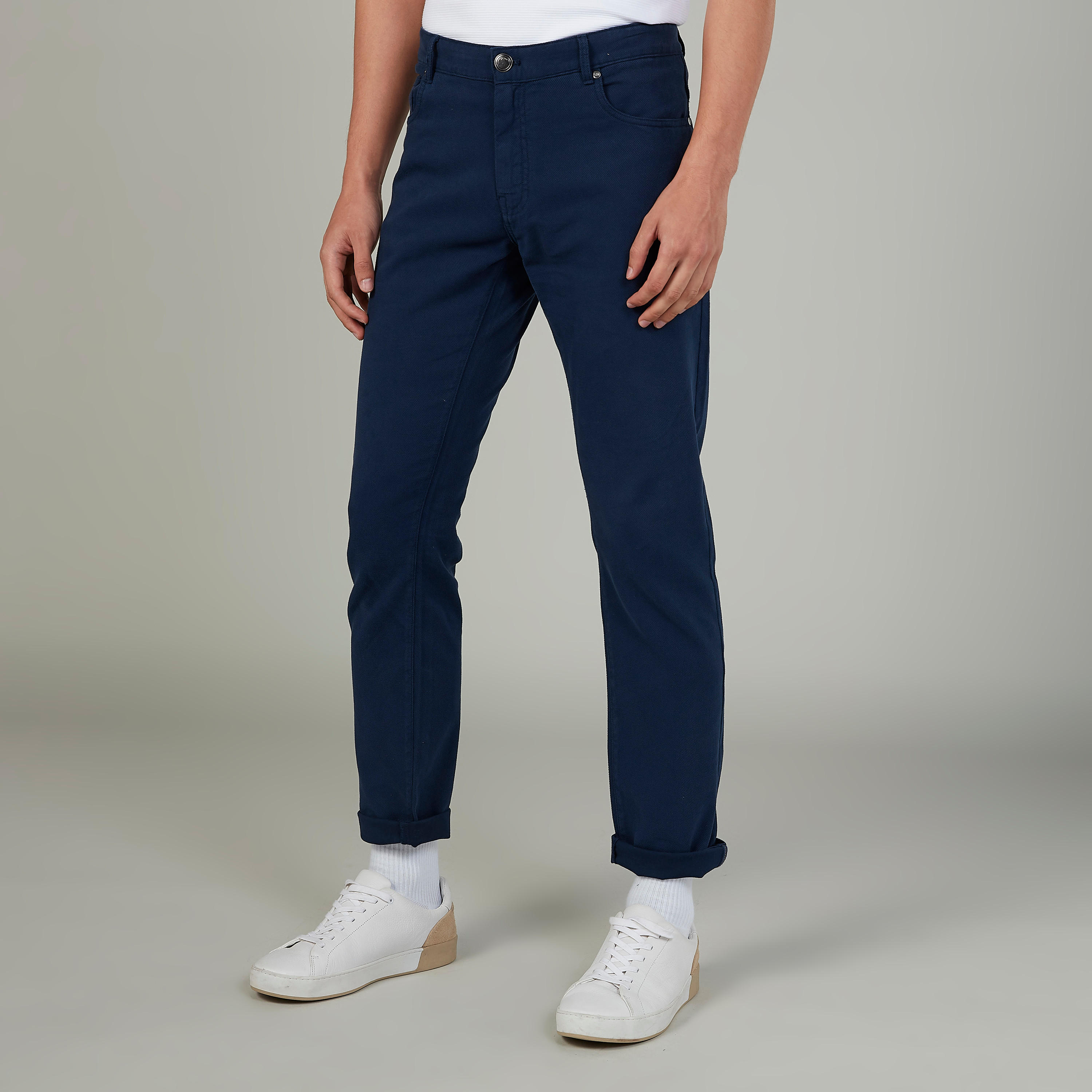 بنطال شينو سادة بجيوب وعروات حزام-men-clothing-bottoms-trousersandchinos-trousers-image-1