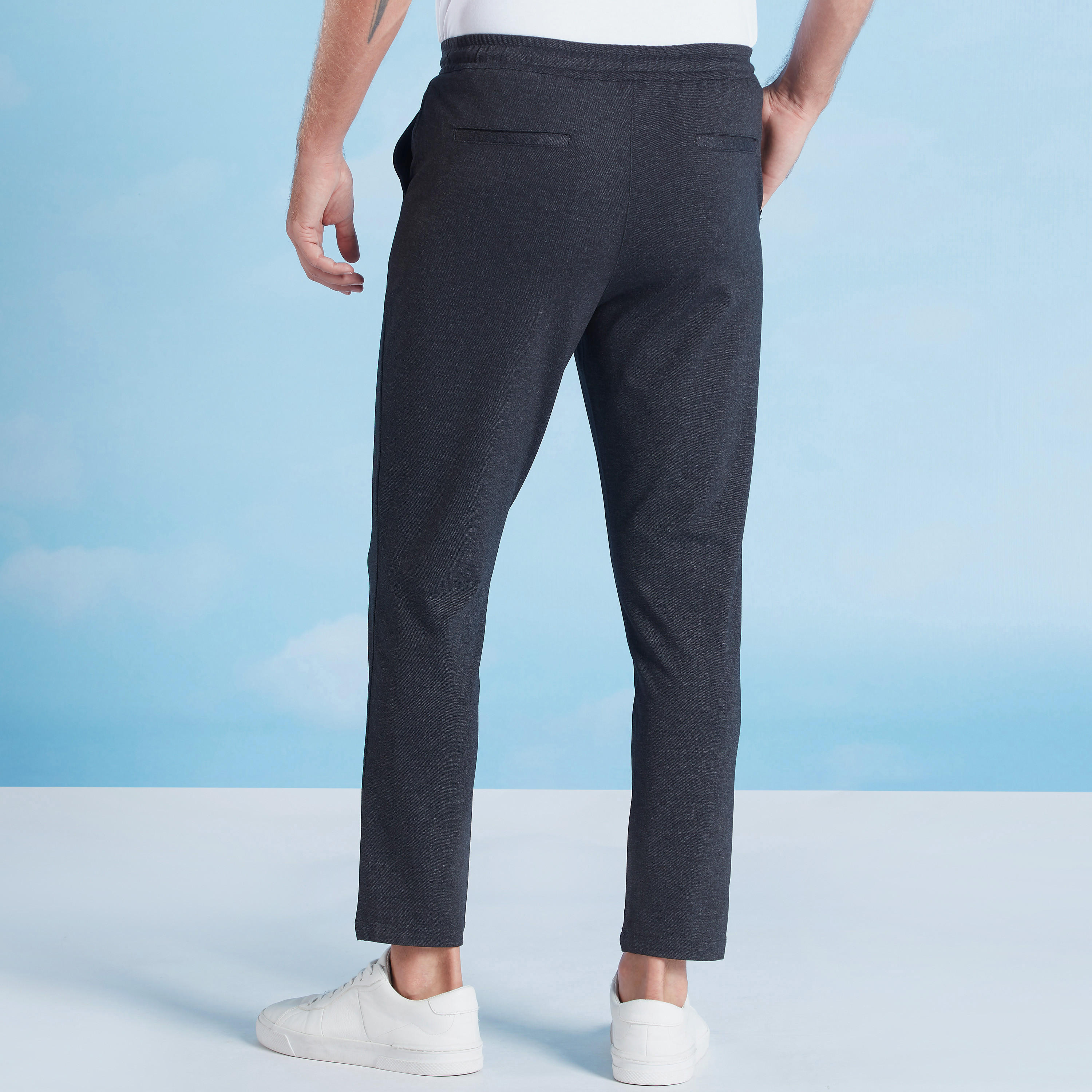 بنطلون سليم سادة بخصر متوسّط الإرتفاع برباط وجيوب-men-clothing-bottoms-trousersandchinos-trousers-image-1