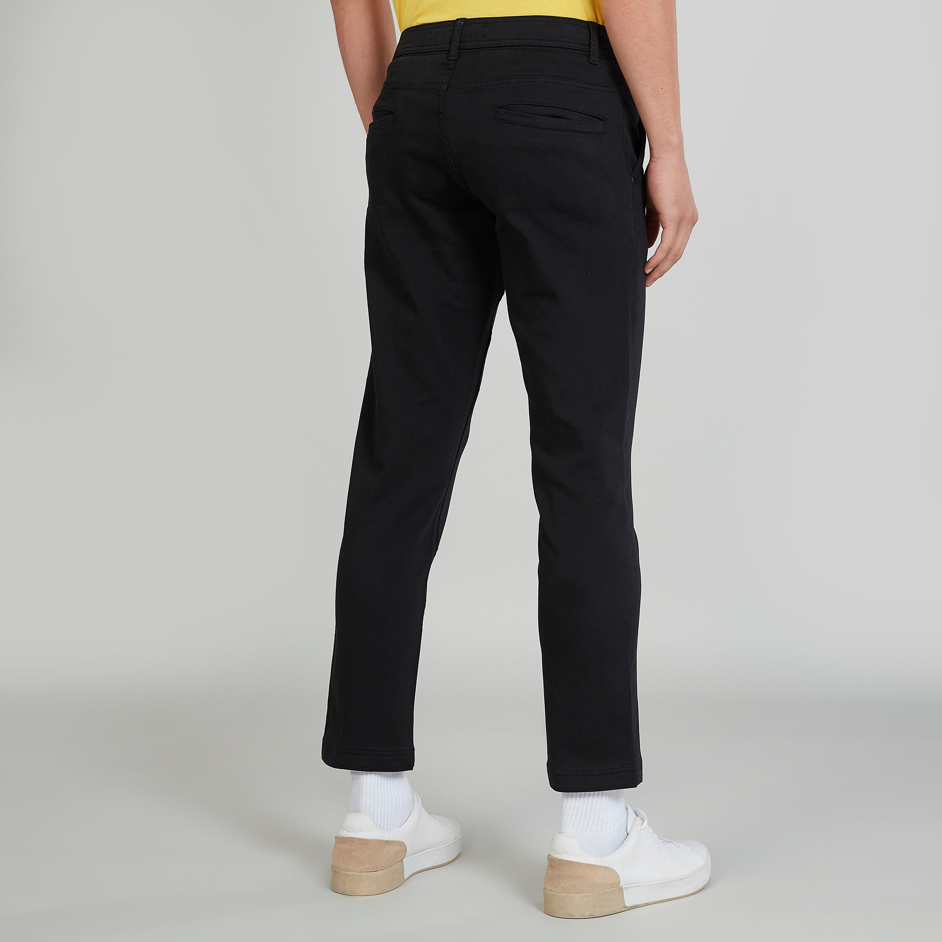 بنطلون شينو سليم سادة بخصر متوسط الارتفاع وجيوب وعراوي-men-clothing-bottoms-trousersandchinos-trousers-image-14
