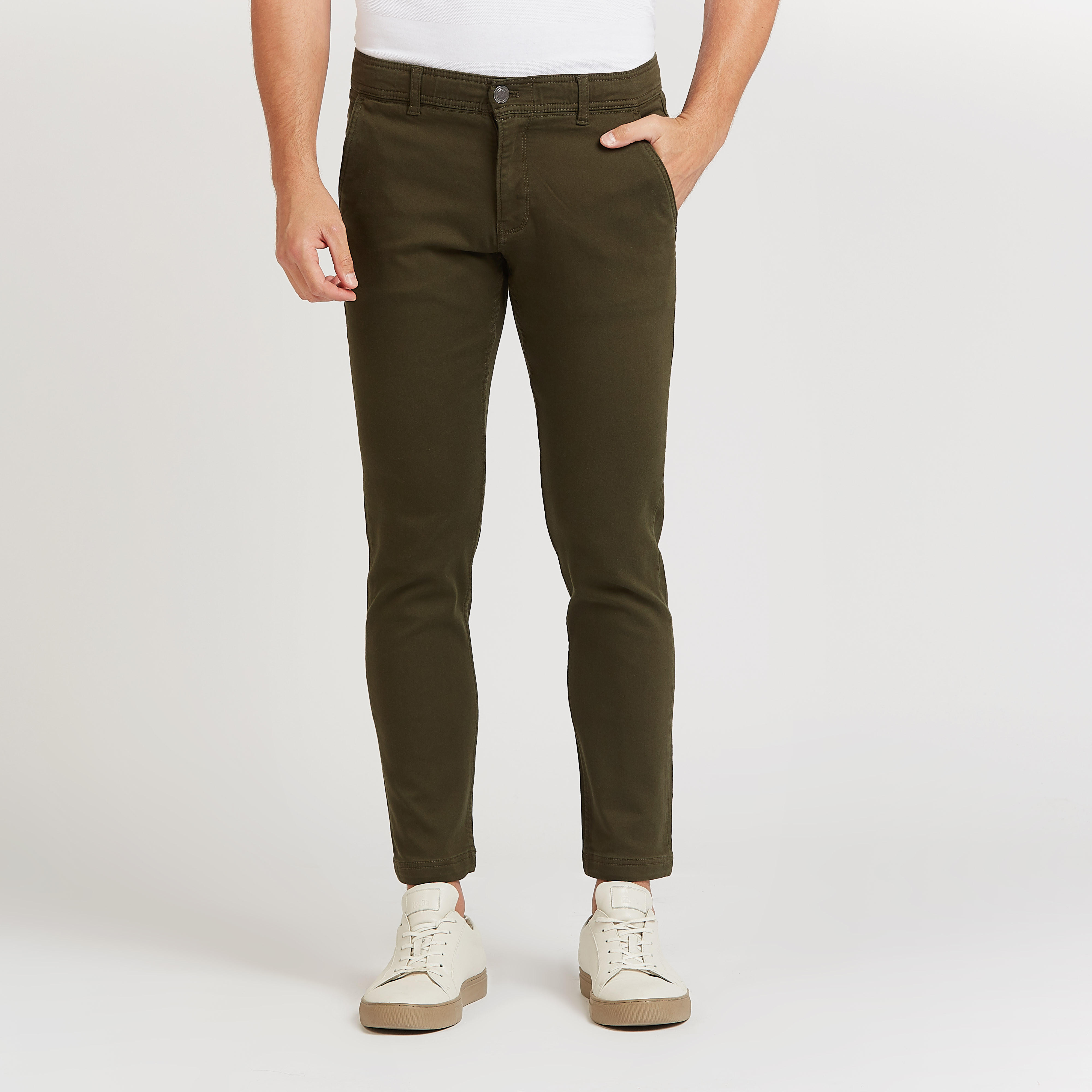 بنطلون شينو سليم سادة بخصر متوسط الارتفاع وجيوب وعراوي-men-clothing-bottoms-trousersandchinos-trousers-image-16