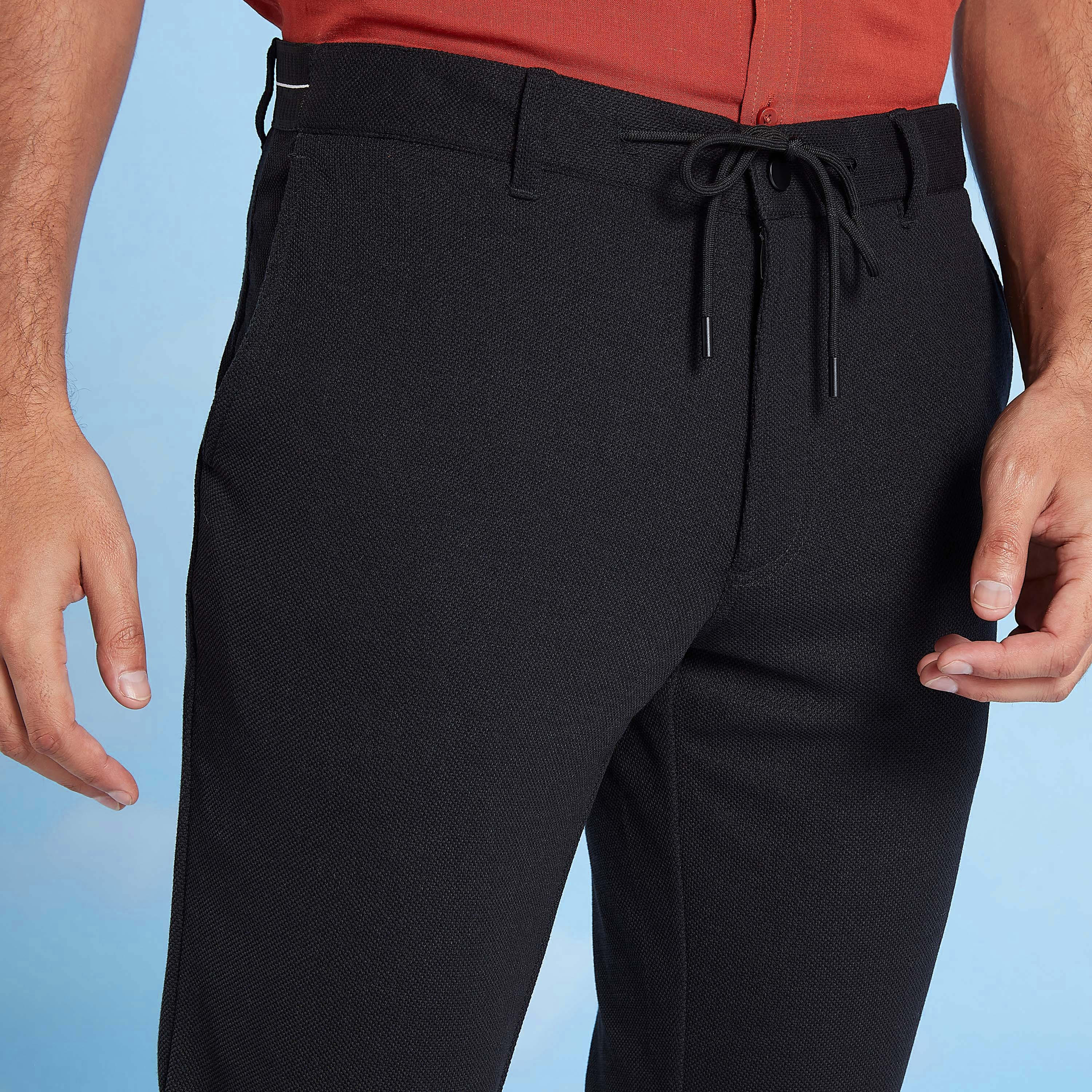 Slim Fit Solid Mid-Rise Chinos with Pocket Detail and Drawstring-men-clothing-bottoms-trousersandchinos-trousers-image-3