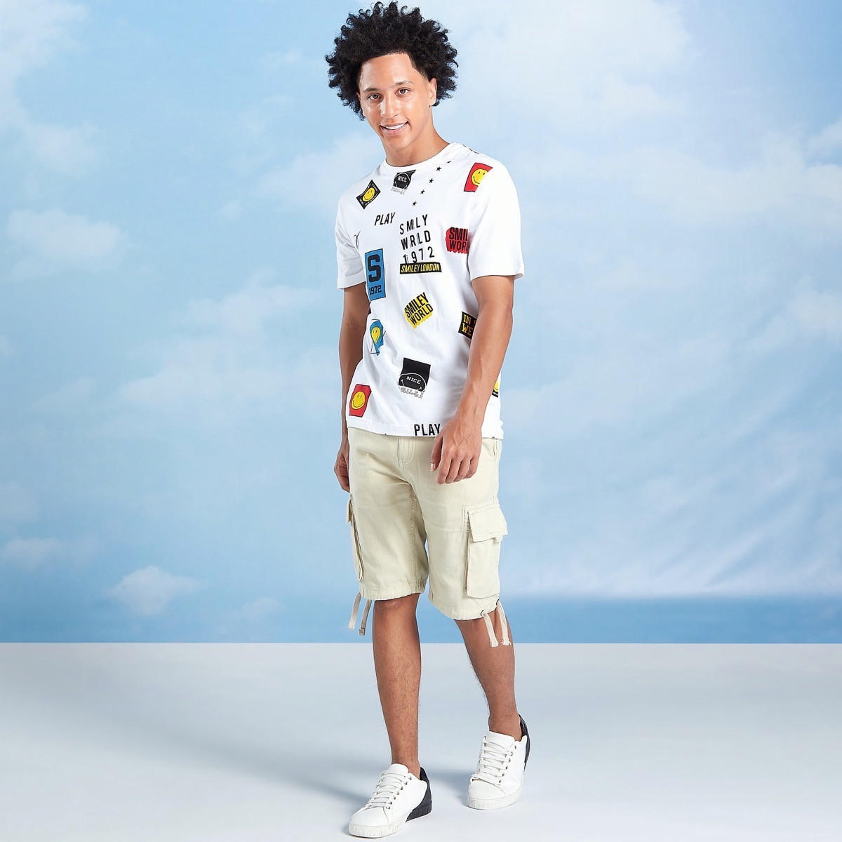 شورت كارجو كتّان سليم فيت سادة بخصر متوسط الارتفاع وجيوب-men-clothing-bottoms-shorts-image-3