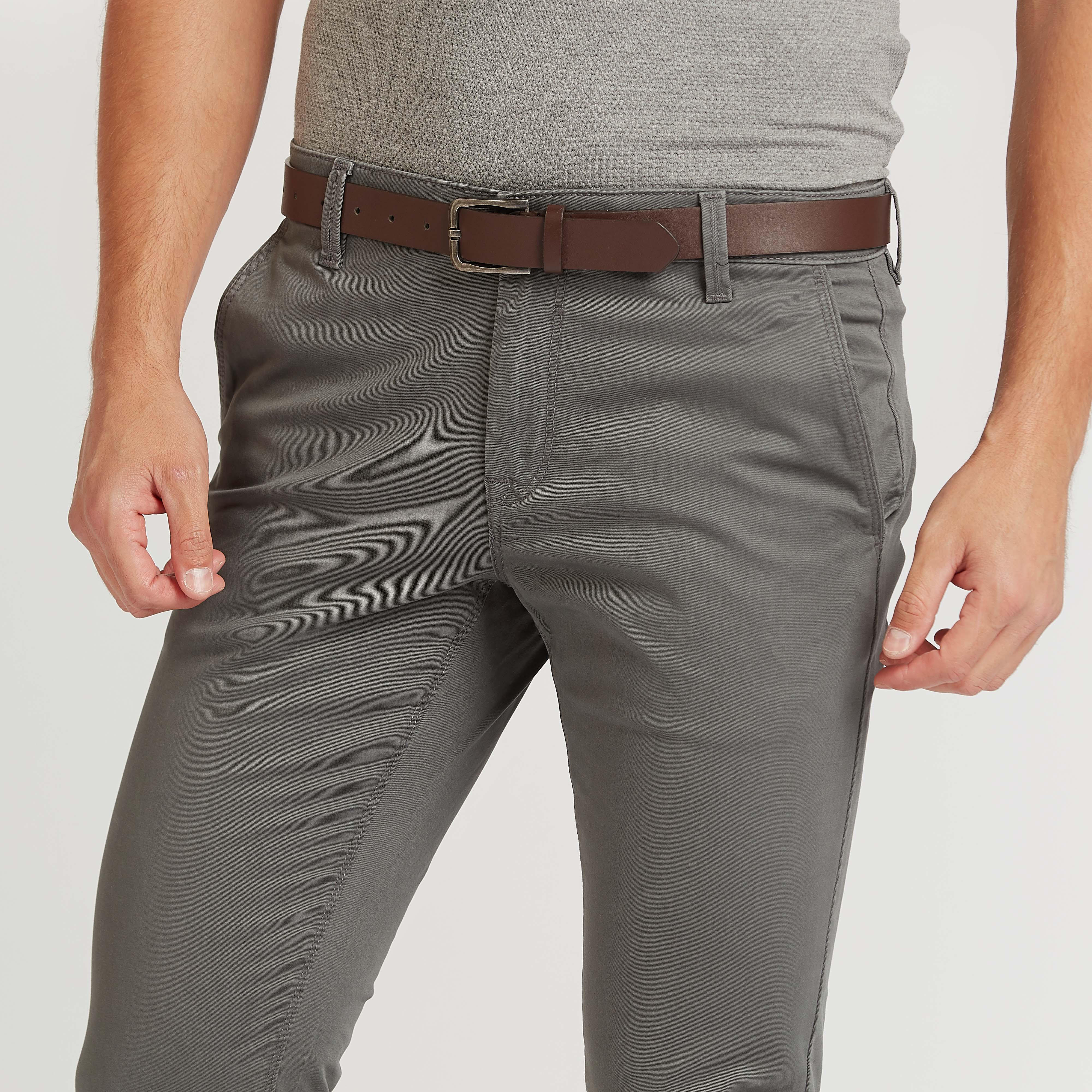 بنطلون شينو طويل سادة بقصّة سليم وخصر متوسط الارتفاع وجيوب-men-clothing-bottoms-trousersandchinos-trousers-image-21