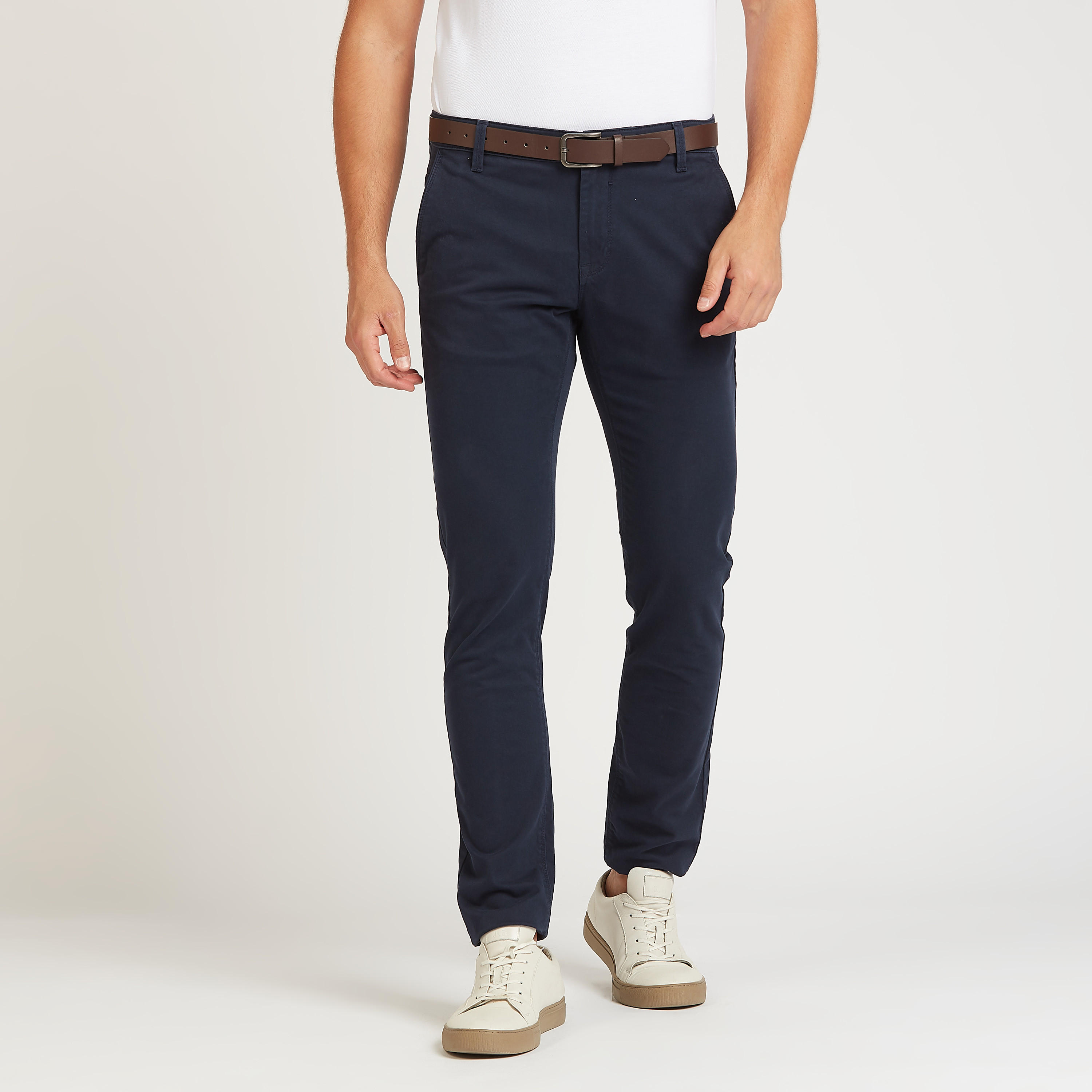بنطلون شينو طويل سادة بقصّة سليم وخصر متوسط الارتفاع وجيوب-men-clothing-bottoms-trousersandchinos-trousers-image-7