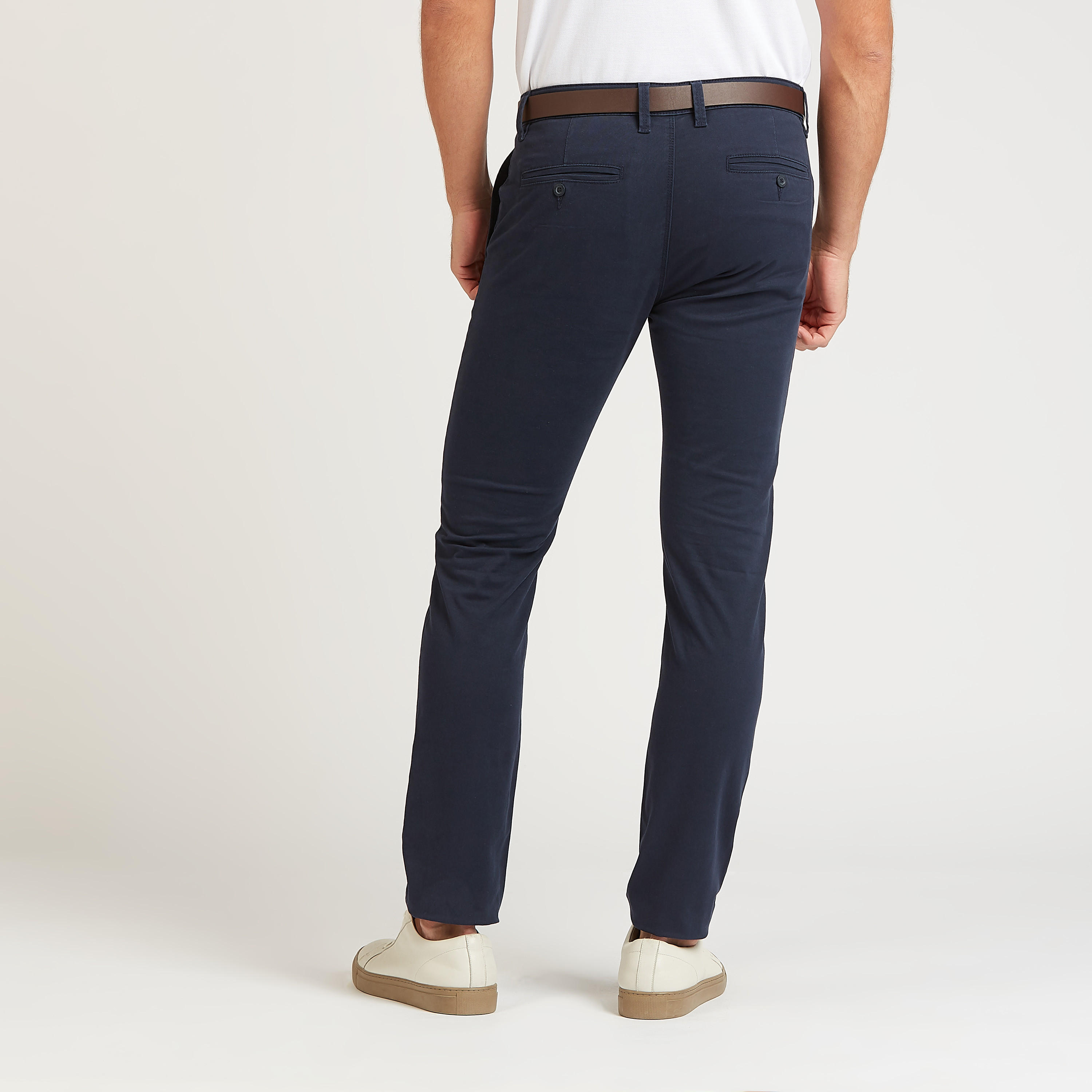 بنطلون شينو طويل سادة بقصّة سليم وخصر متوسط الارتفاع وجيوب-men-clothing-bottoms-trousersandchinos-trousers-image-10