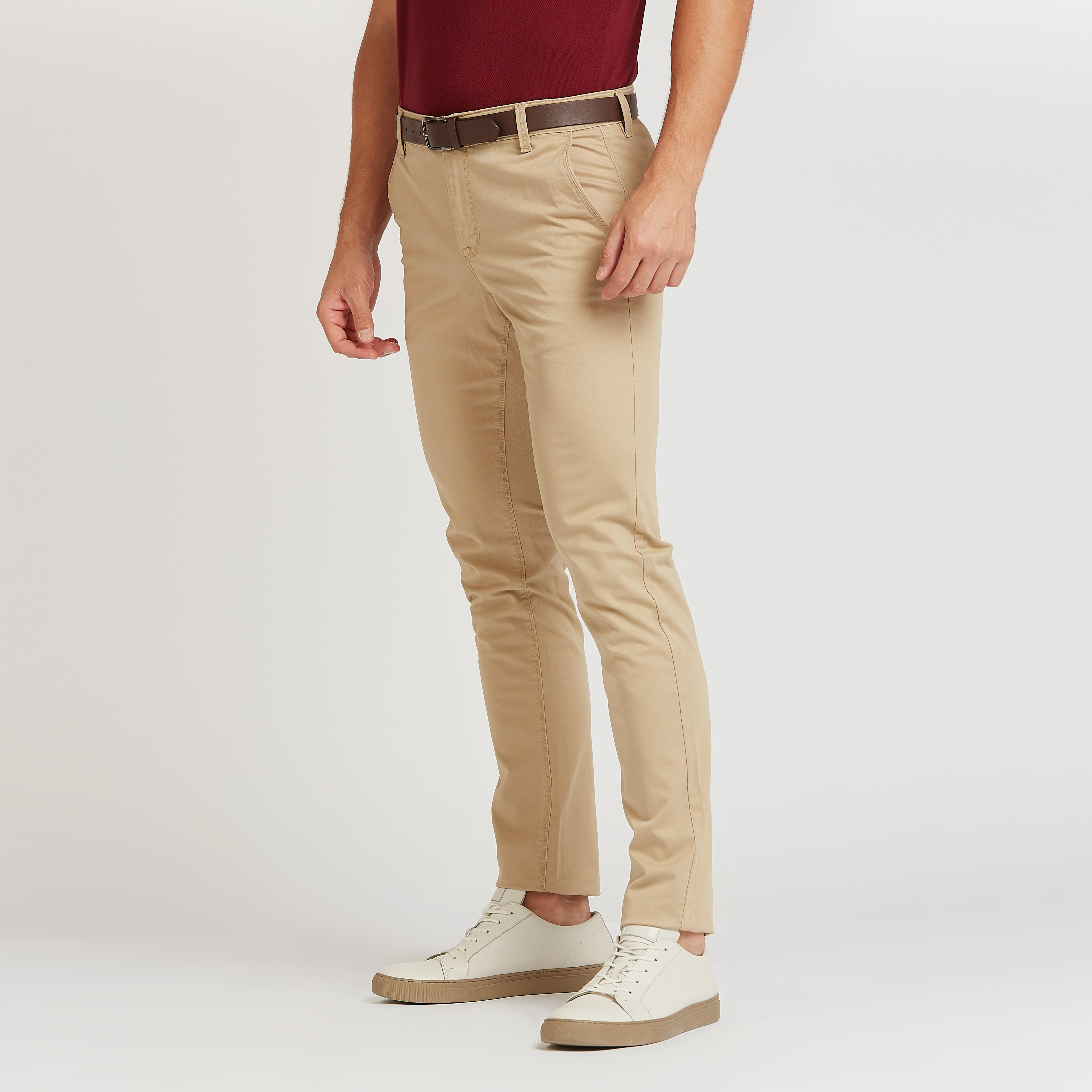 بنطلون شينو طويل سادة بقصّة سليم وخصر متوسط الارتفاع وجيوب-men-clothing-bottoms-trousersandchinos-trousers-image-5