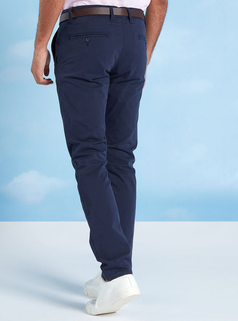 بنطلون شينو سادة بتفاصيل جيوب وعراوي حزام-men-clothing-bottoms-trousersandchinos-trousers-image-4