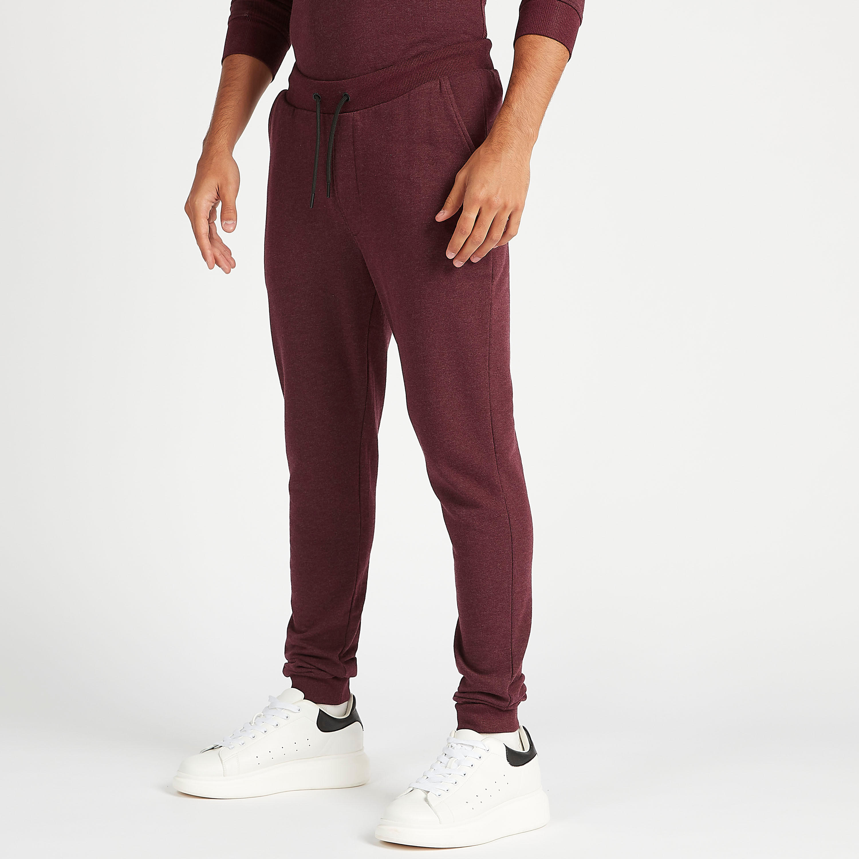 بنطلون رياضي مستدام سادة برباط إغلاق وخصر متوسّط الارتفاع-men-clothing-bottoms-joggers-image-4