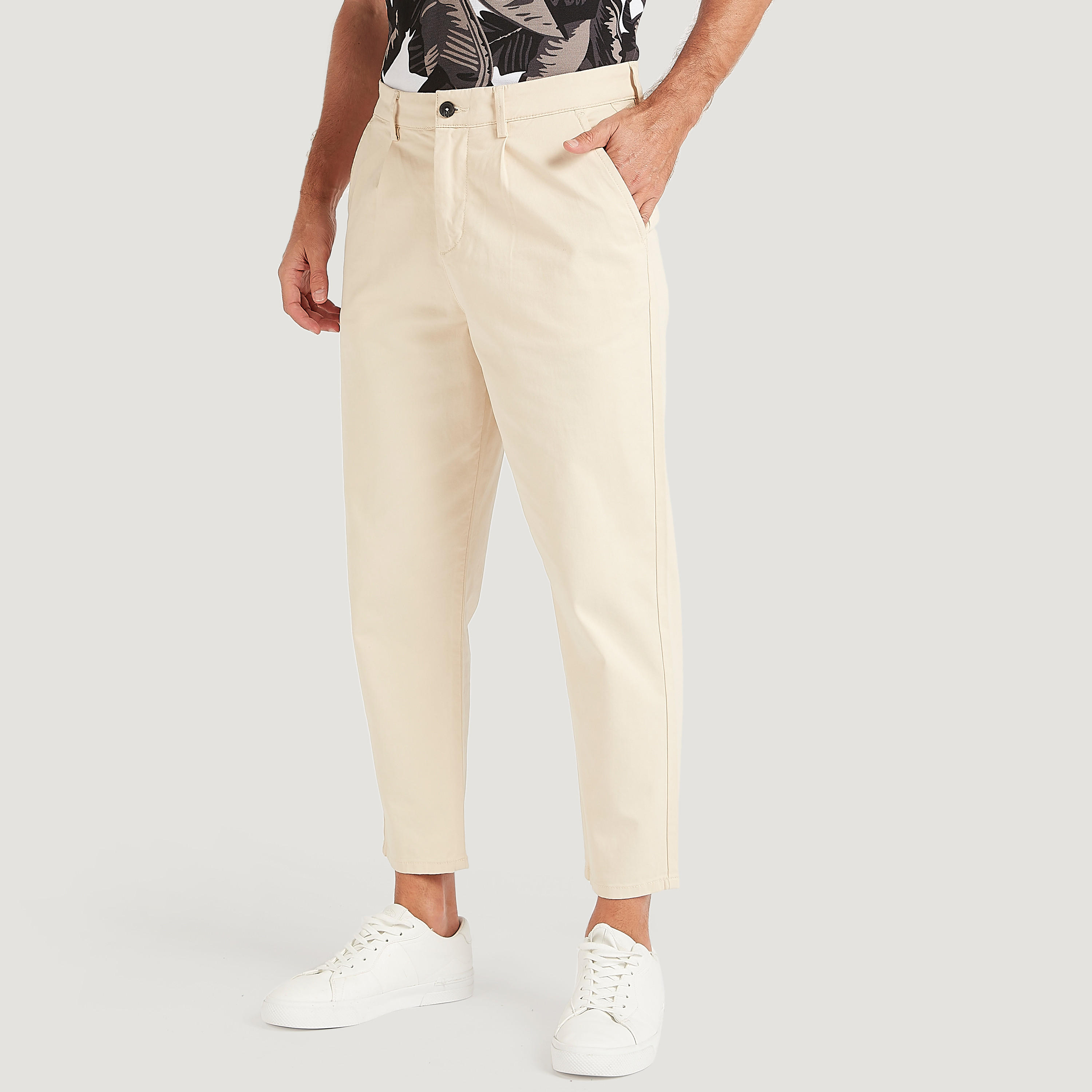 Solid Relaxed Fit Mid-Rise Chinos with Pockets and Button Closure-men-clothing-bottoms-trousersandchinos-chinos-image-1