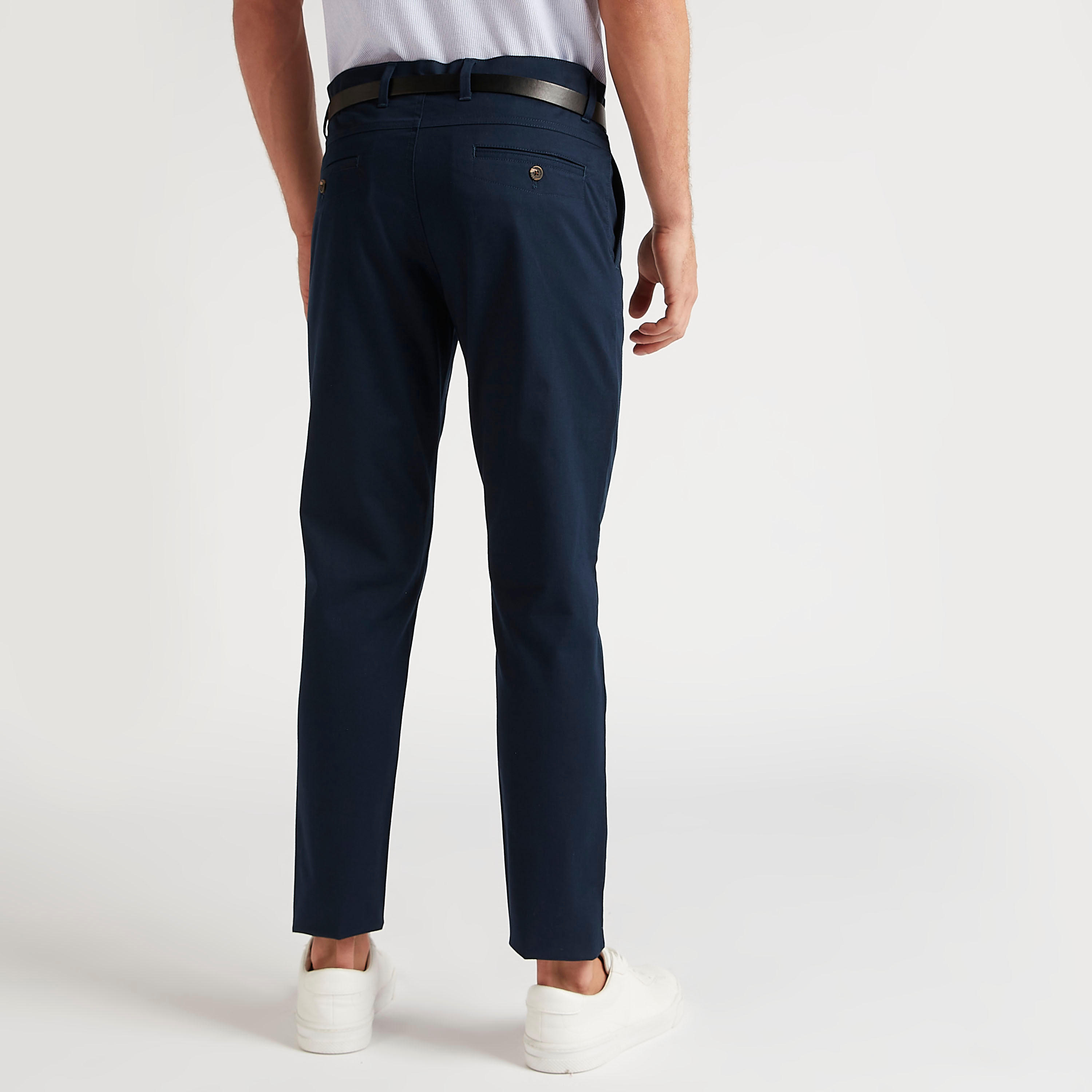 بنطلون شينو سادة بحزام وجيوب-men-clothing-bottoms-trousersandchinos-trousers-image-1