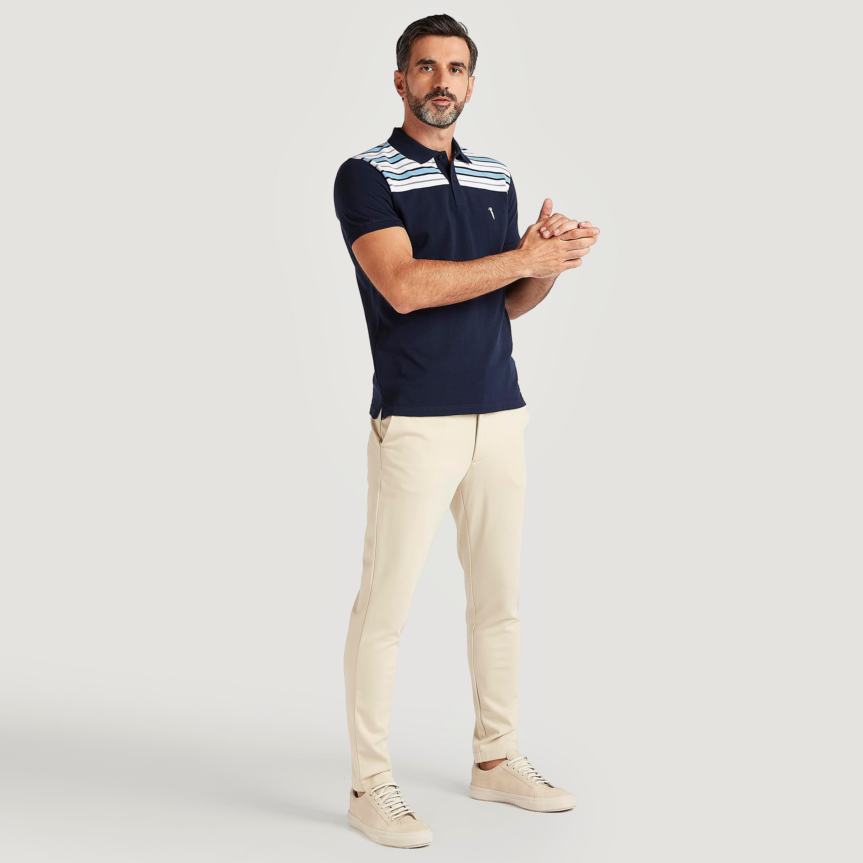 بنطلون شينو سادة بقصّة سليم وخصر متوسّط الارتفاع وجيوب وزر إغلاق-men-clothing-bottoms-trousersandchinos-trousers-image-2