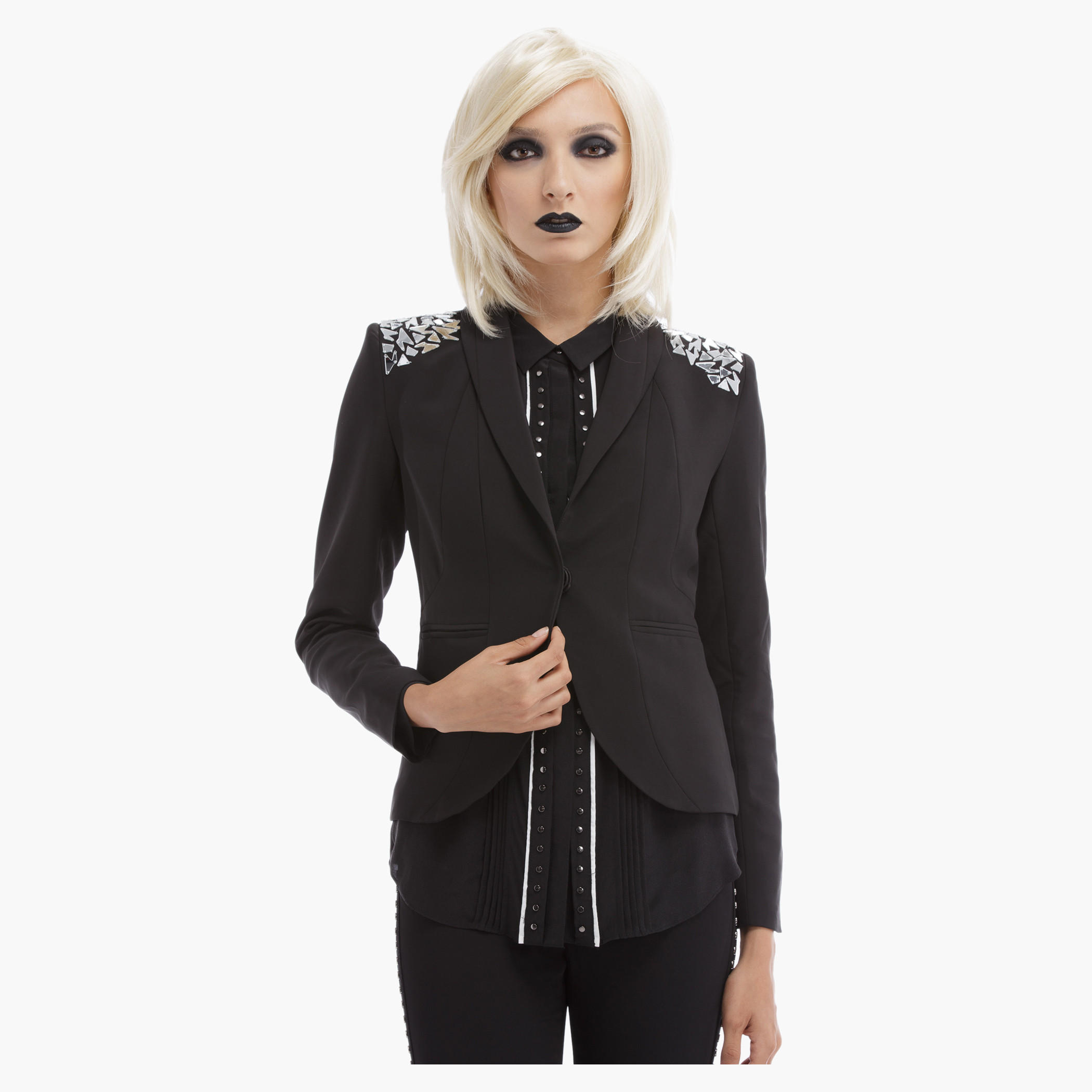 BLACK by Splash Embellished Jacket with Long Sleeves-women-clothing-coatsandjackets-blazers-image-1