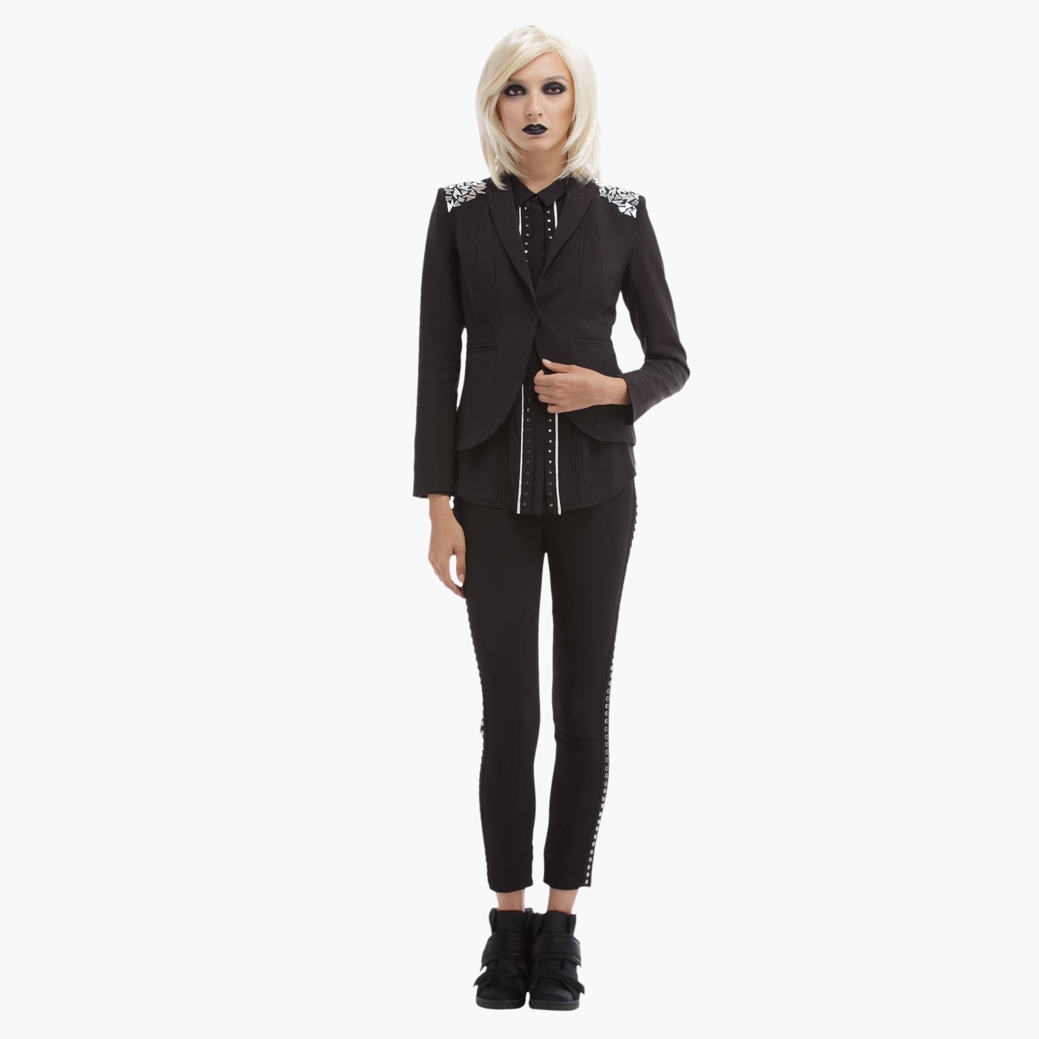 BLACK by Splash Embellished Jacket with Long Sleeves-women-clothing-coatsandjackets-blazers-image-5