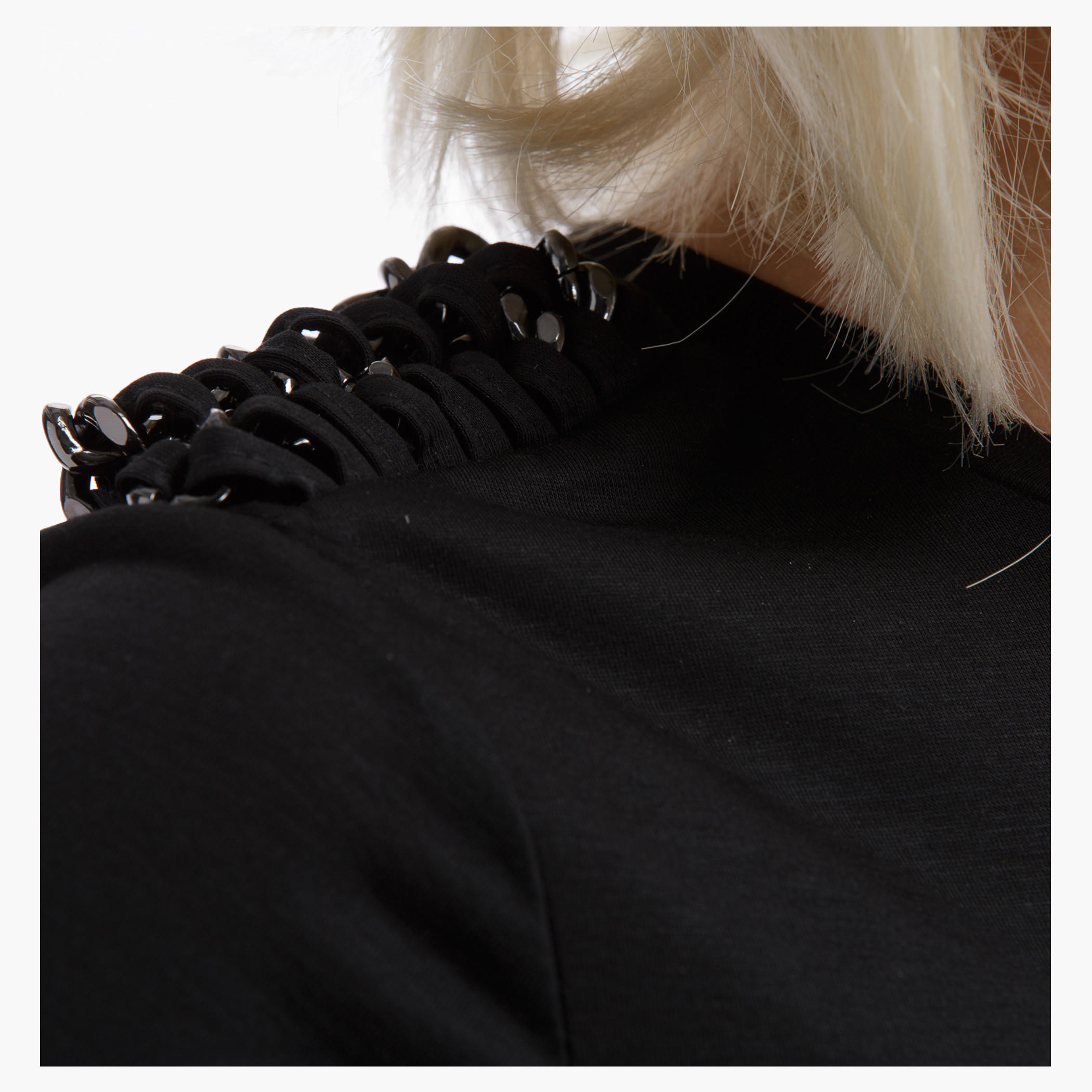 BLACK by Splash Short Sleeves Top with Chain Detail-women-clothing-shirtsandblouses-blouses-image-4