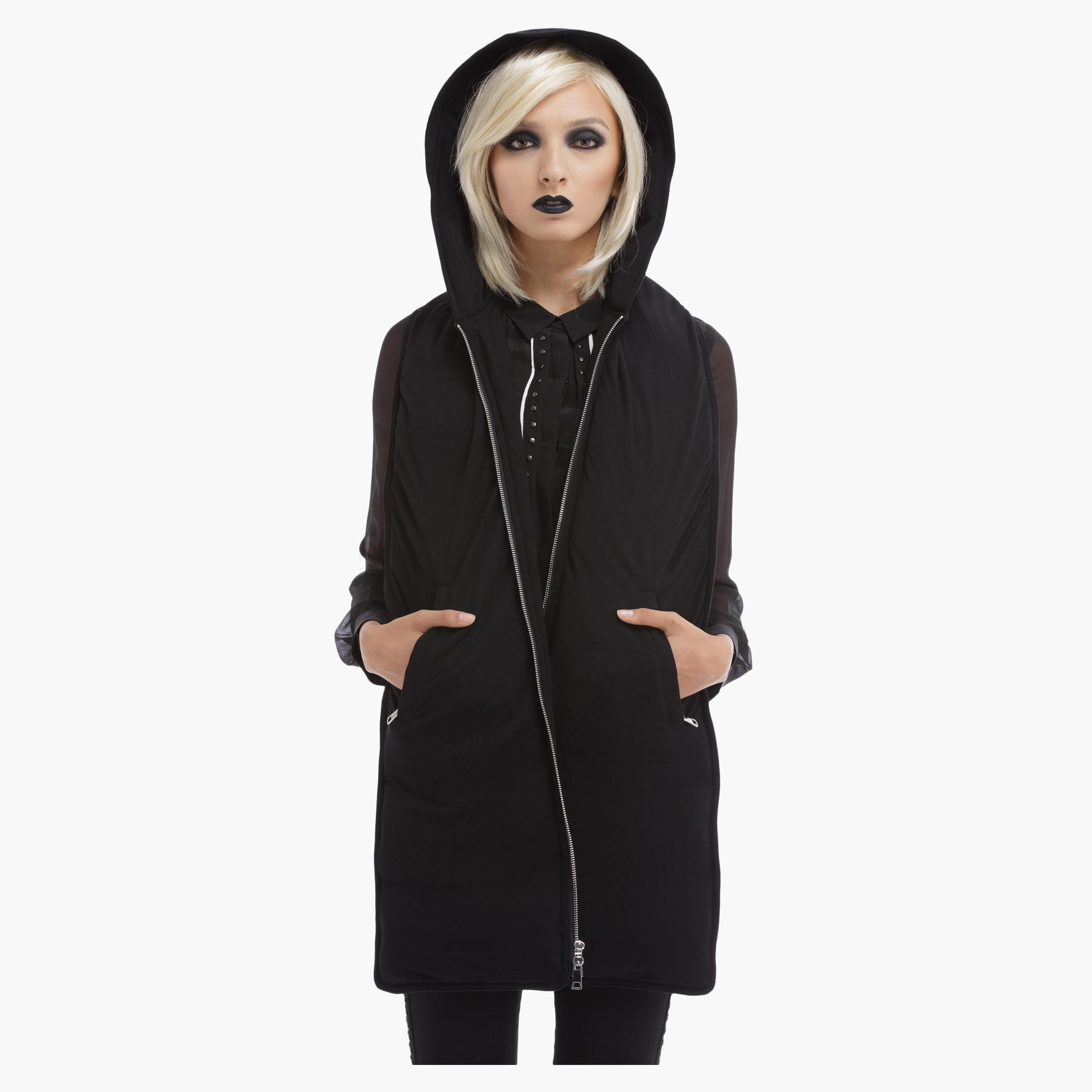 BLACK by Splash Hooded Jacket with Front Zip-women-winterwear-hoodiesandsweatshirts-hoodies-image-2