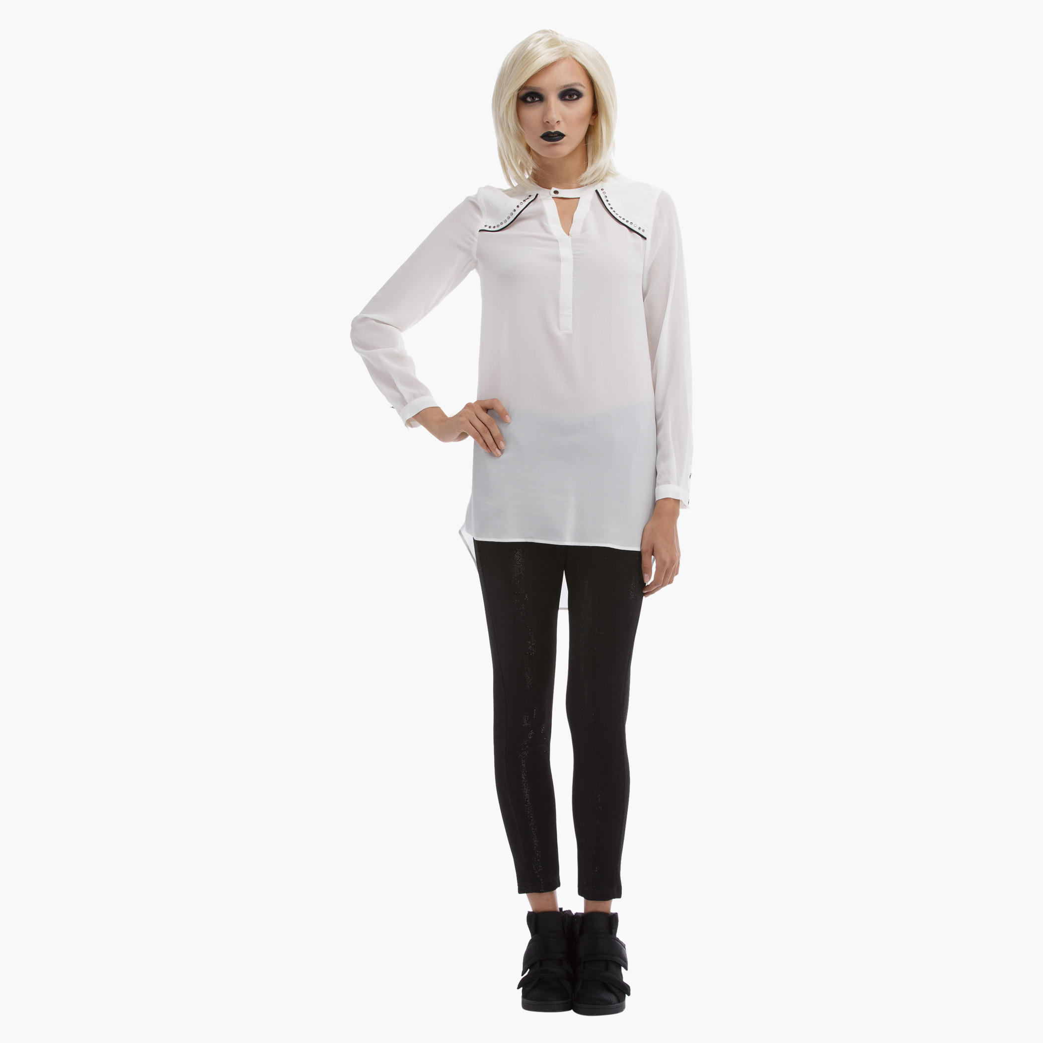BLACK by Splash Long Sleeves Top with Metal Studs-women-clothing-shirtsandblouses-blouses-image-5