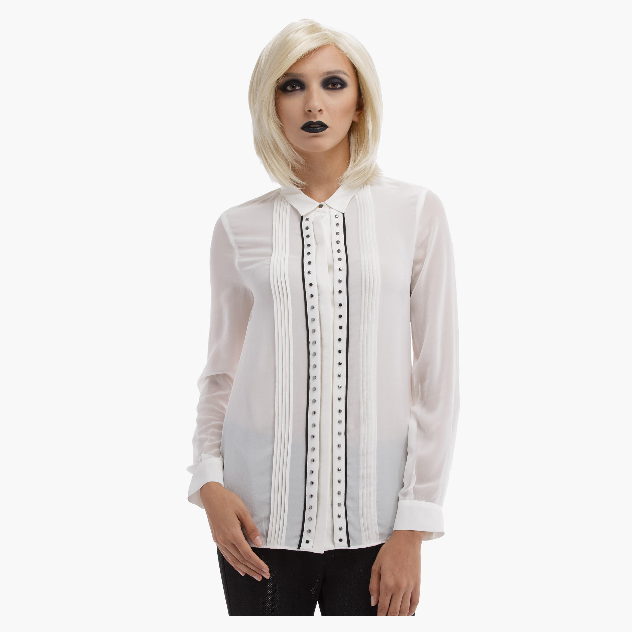 BLACK by Splash Long Sleeves Top with Metal Studs-women-clothing-shirtsandblouses-blouses-image-5