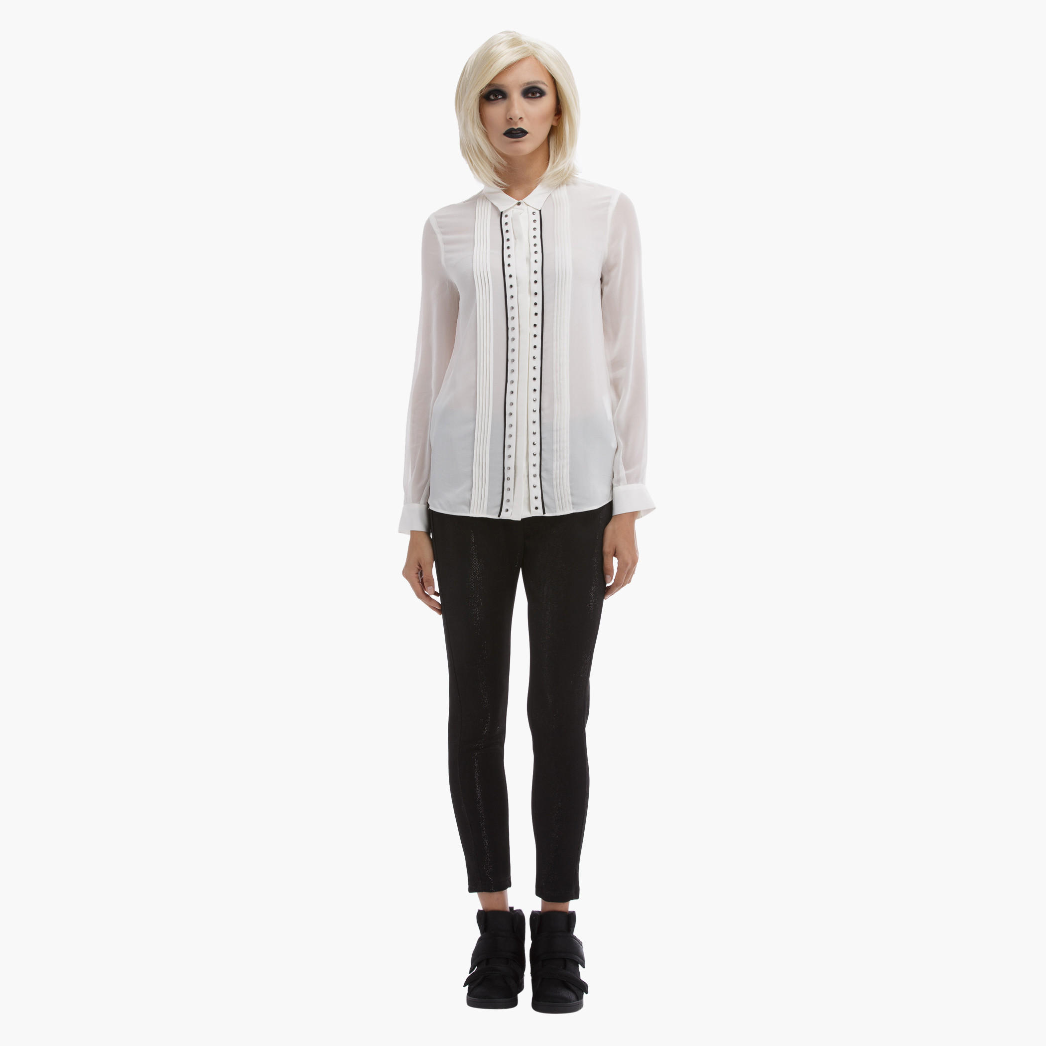 BLACK by Splash Long Sleeves Top with Metal Studs-women-clothing-shirtsandblouses-blouses-image-1