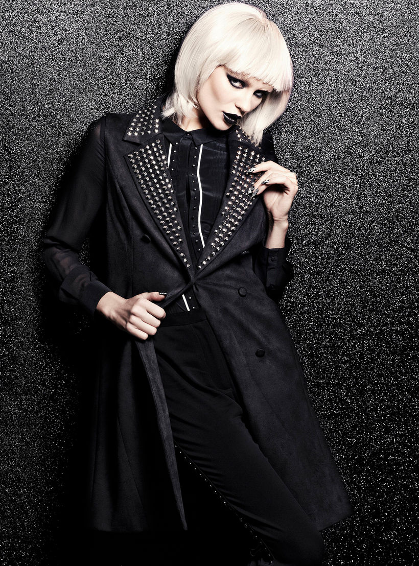 BLACK by Splash Stud Embellished Jacket with Long Sleeves-women-clothing-coatsandjackets-coats-image-1