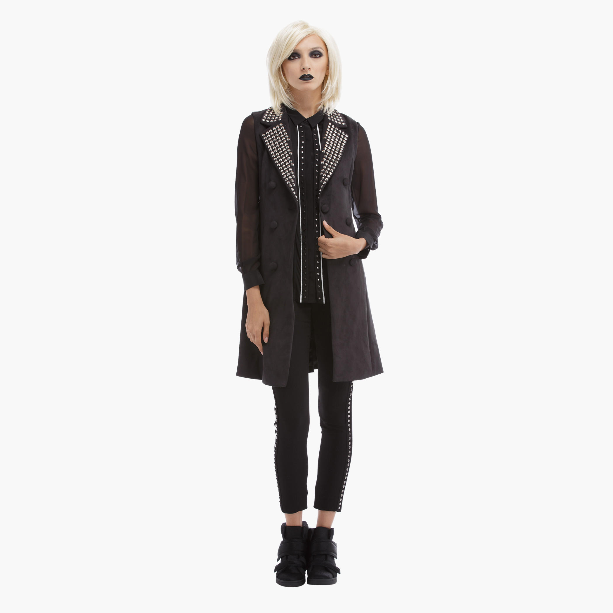 BLACK by Splash Stud Embellished Jacket with Long Sleeves-women-clothing-coatsandjackets-coats-image-6