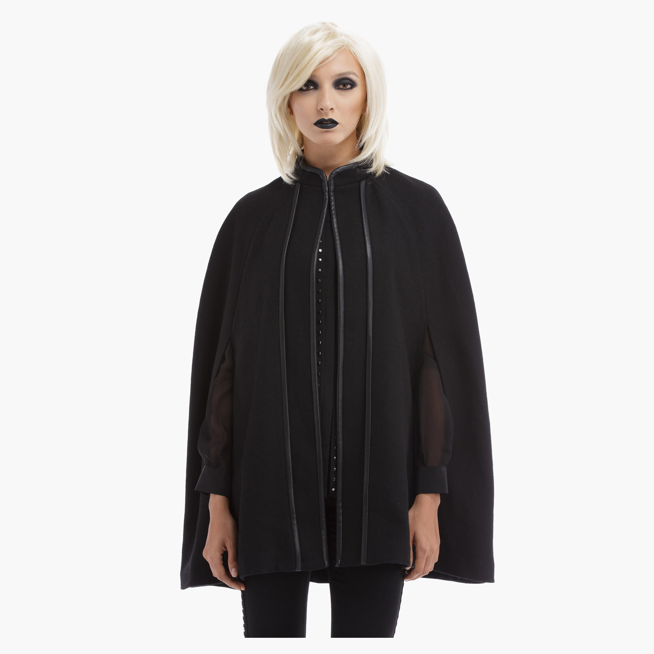 BLACK by Splash Cape Jacket with Piping-women-clothing-coatsandjackets-coats-image-2