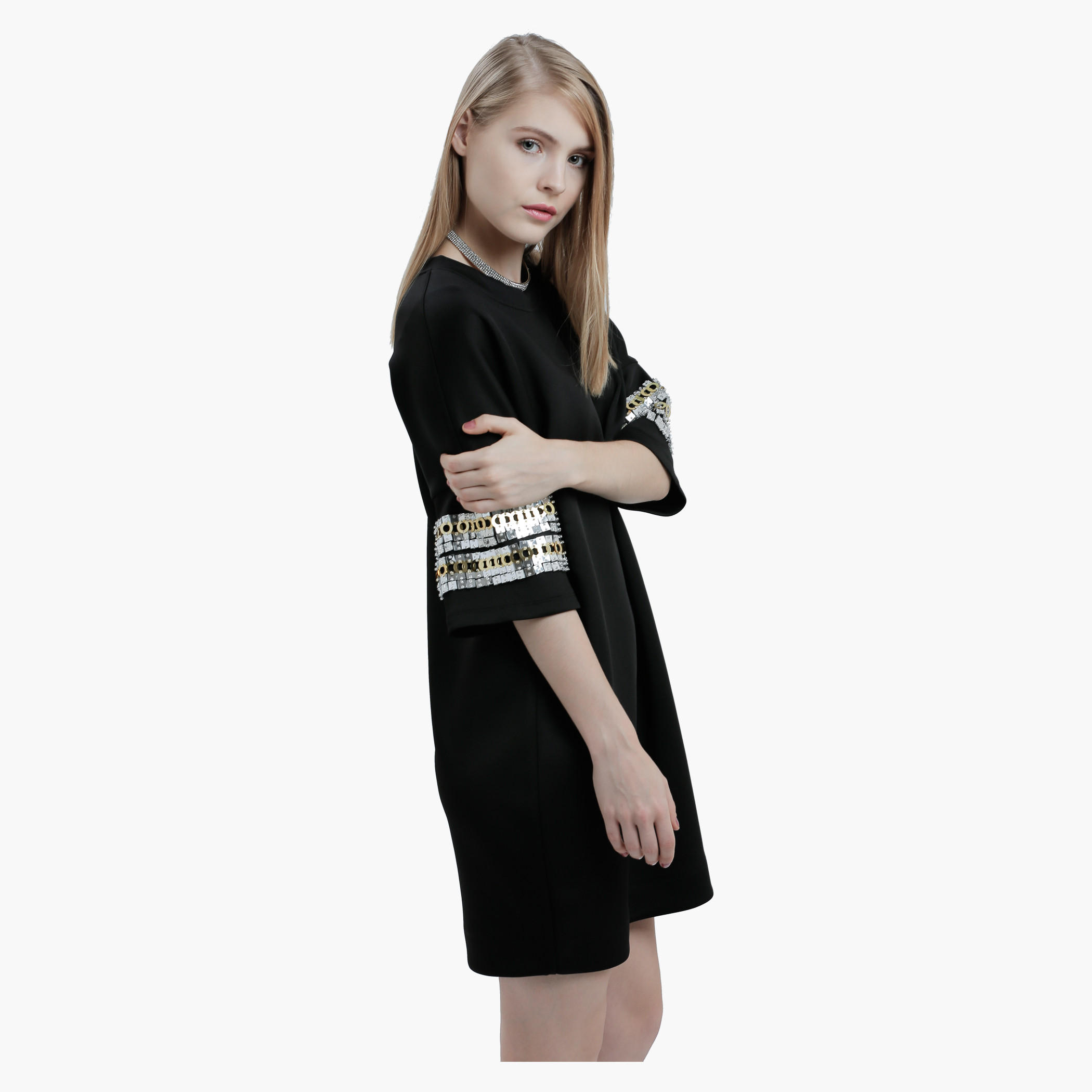 Embellished Dress with Round Neck-women-clothing-dresses-image-3