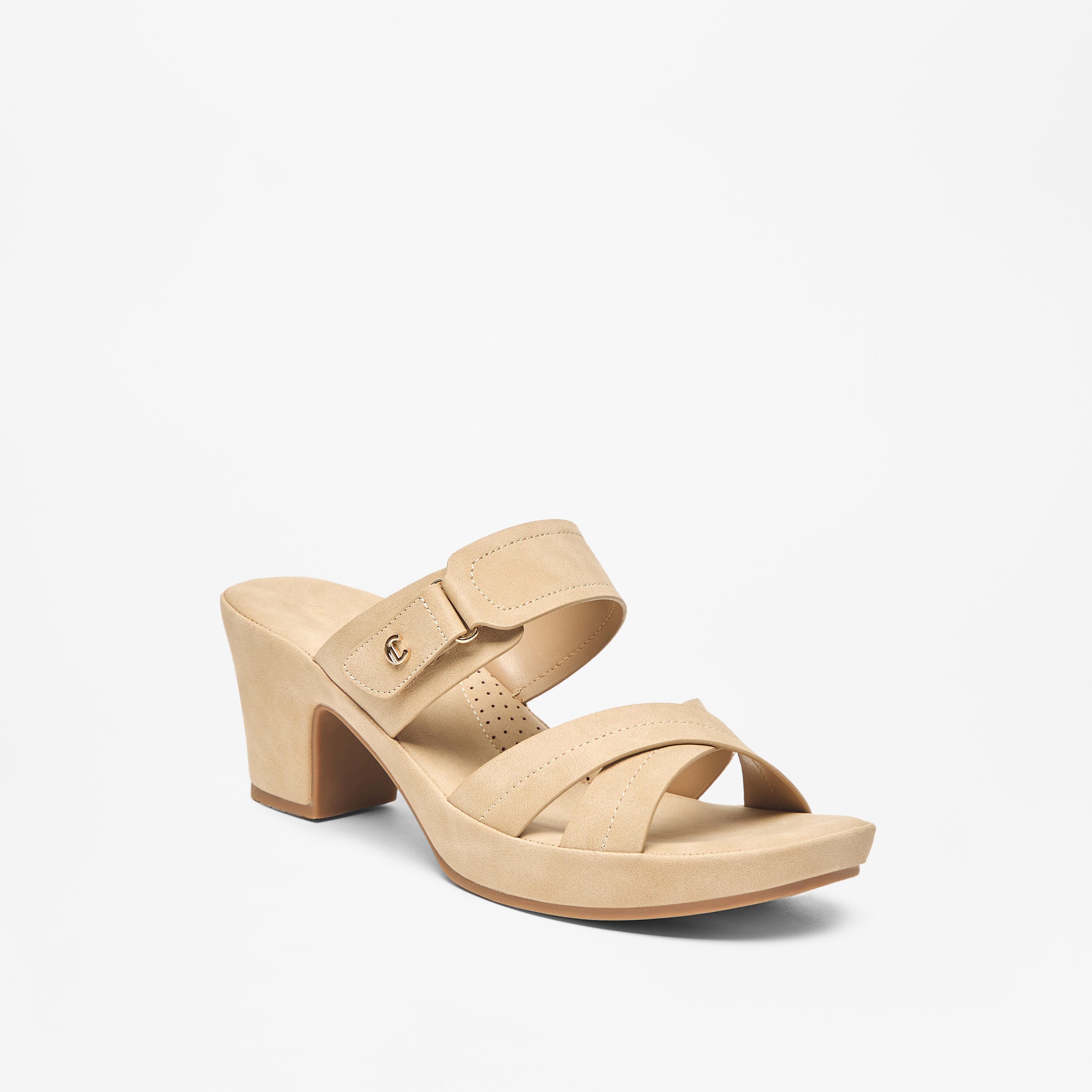 Le Confort Solid Slip-On Cross Strap Comfort Sandals-women-shoes-sandals-heeled-image-1