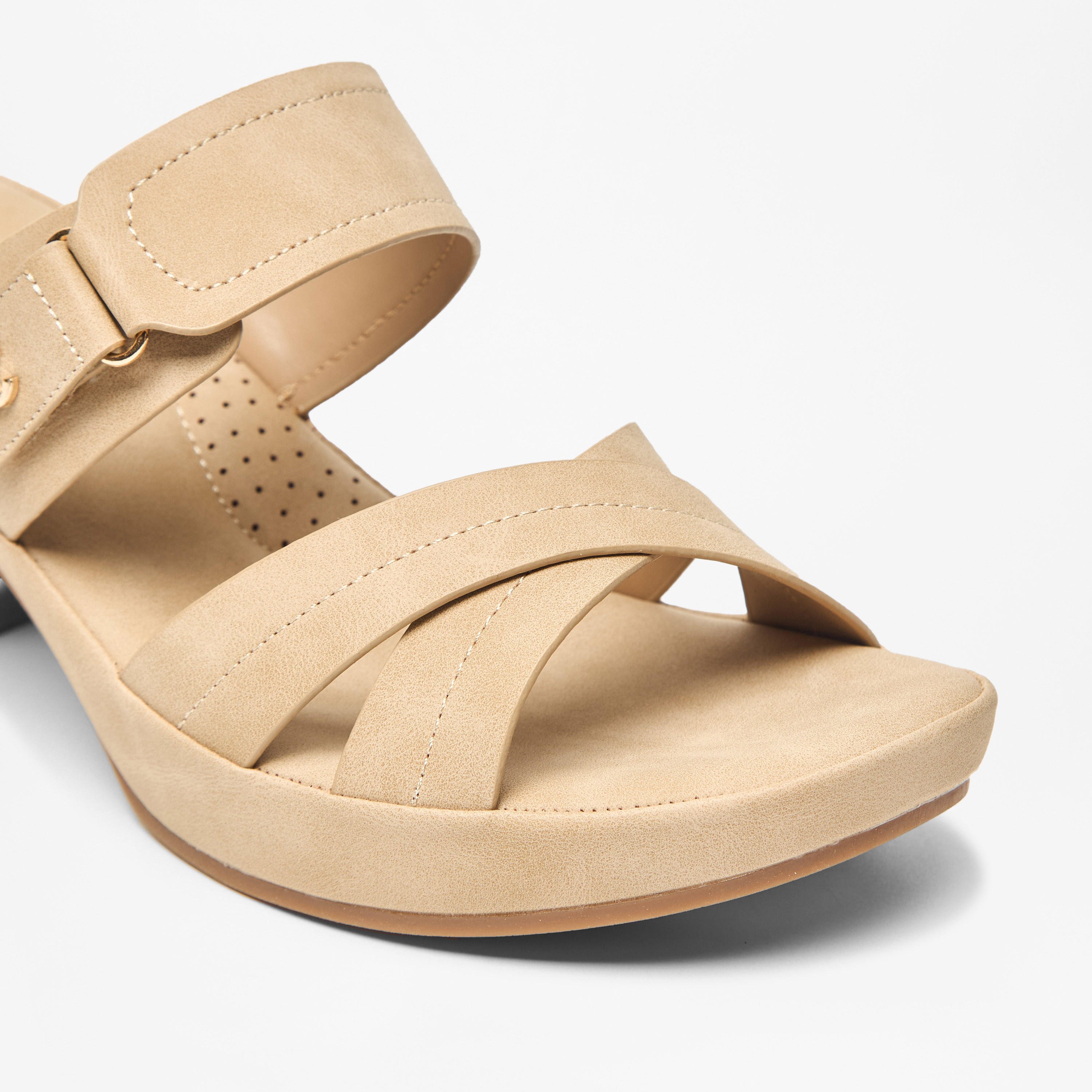 Le Confort Solid Slip-On Cross Strap Comfort Sandals-women-shoes-sandals-heeled-image-5